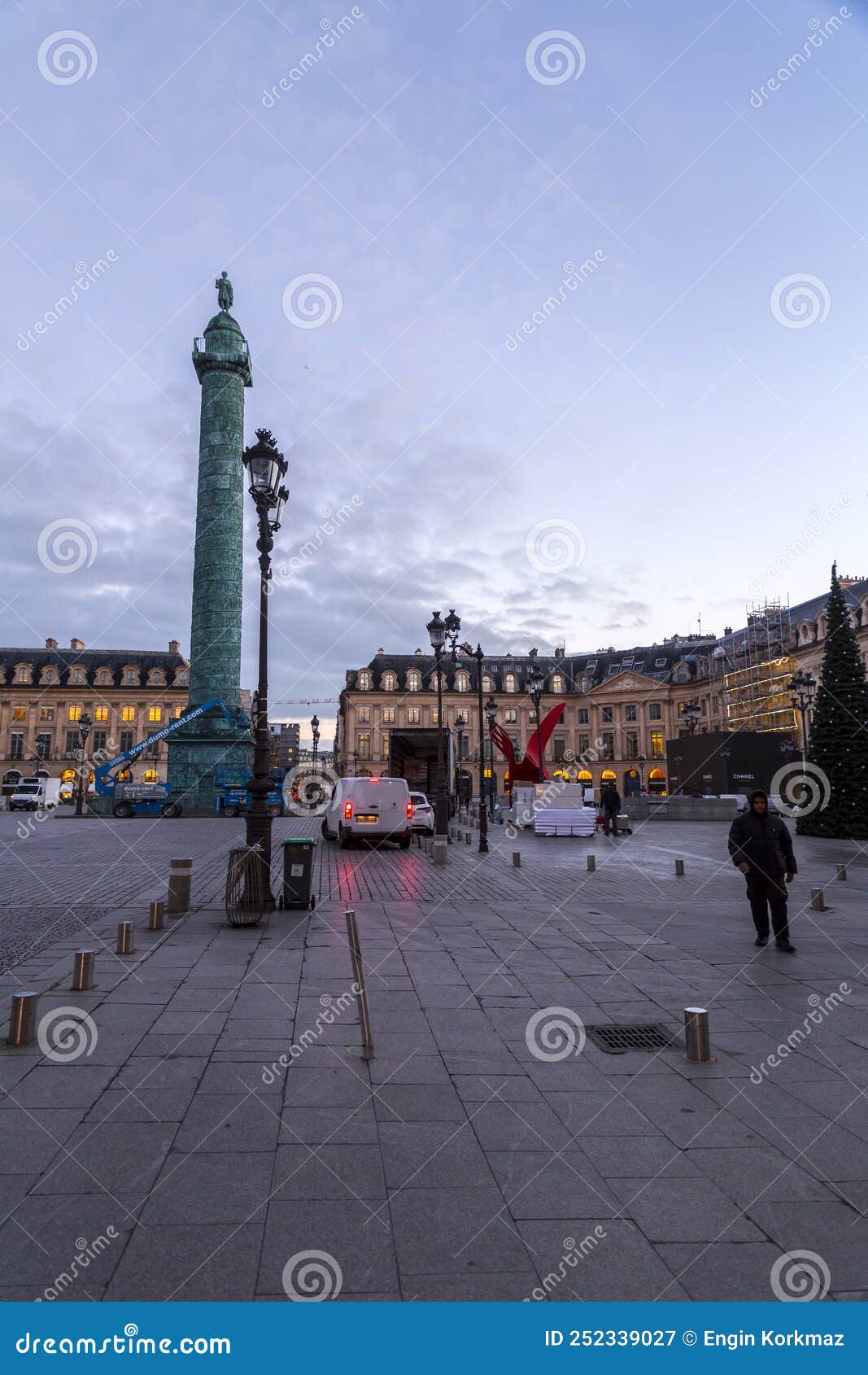 Place Vendome with Colonne Vendome. Paris, France. Editorial Photo