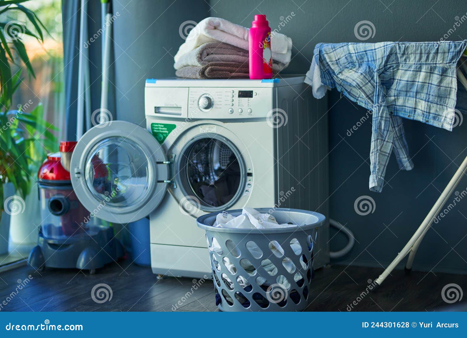 The Place Where Linen Gets Cleaned. Shot of a Washing Machine at Home