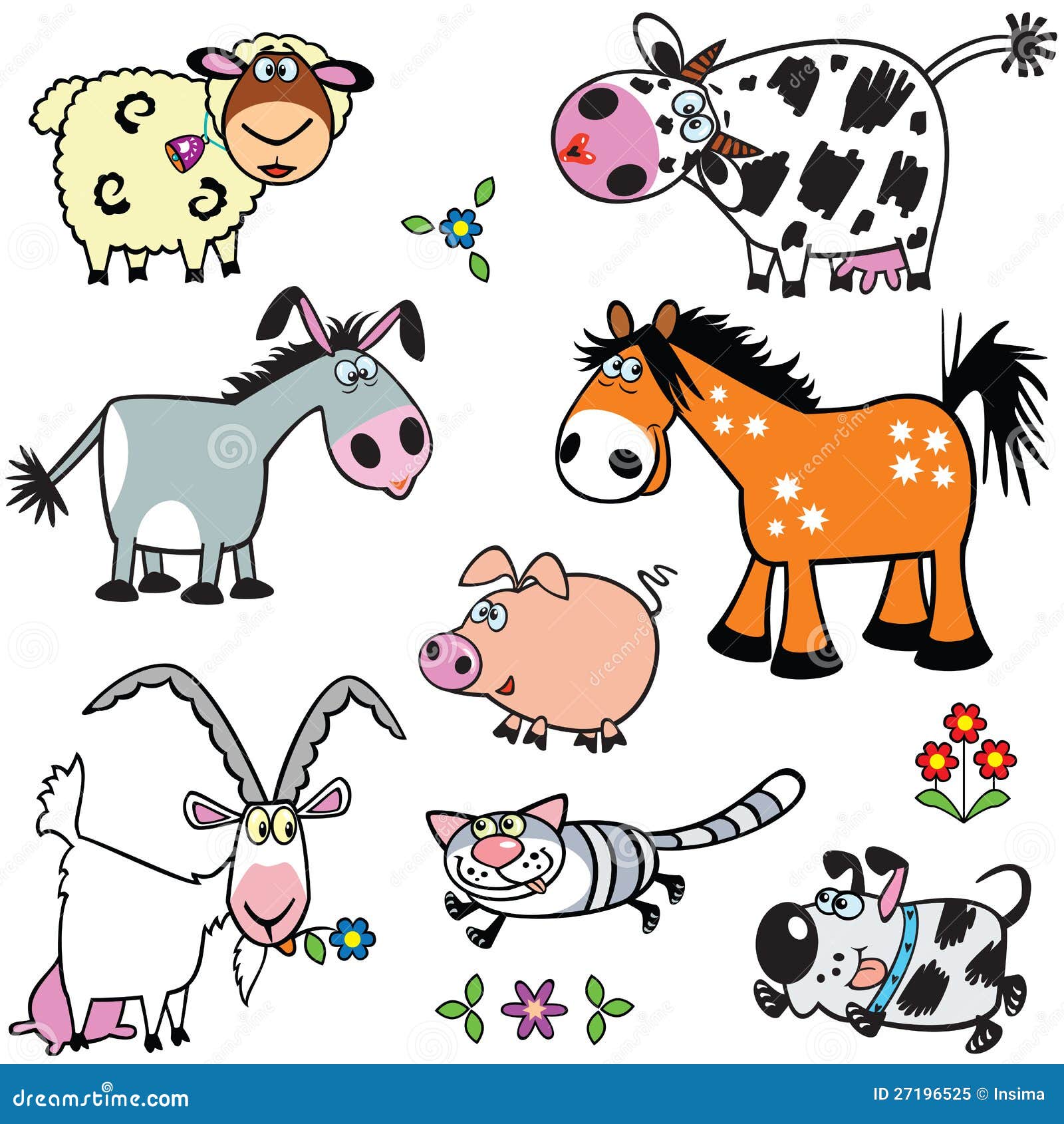 Dessin Anime Avec Des Animaux De La Ferme Placez Avec Des Animaux De Ferme De Dessin Animé Illustration de