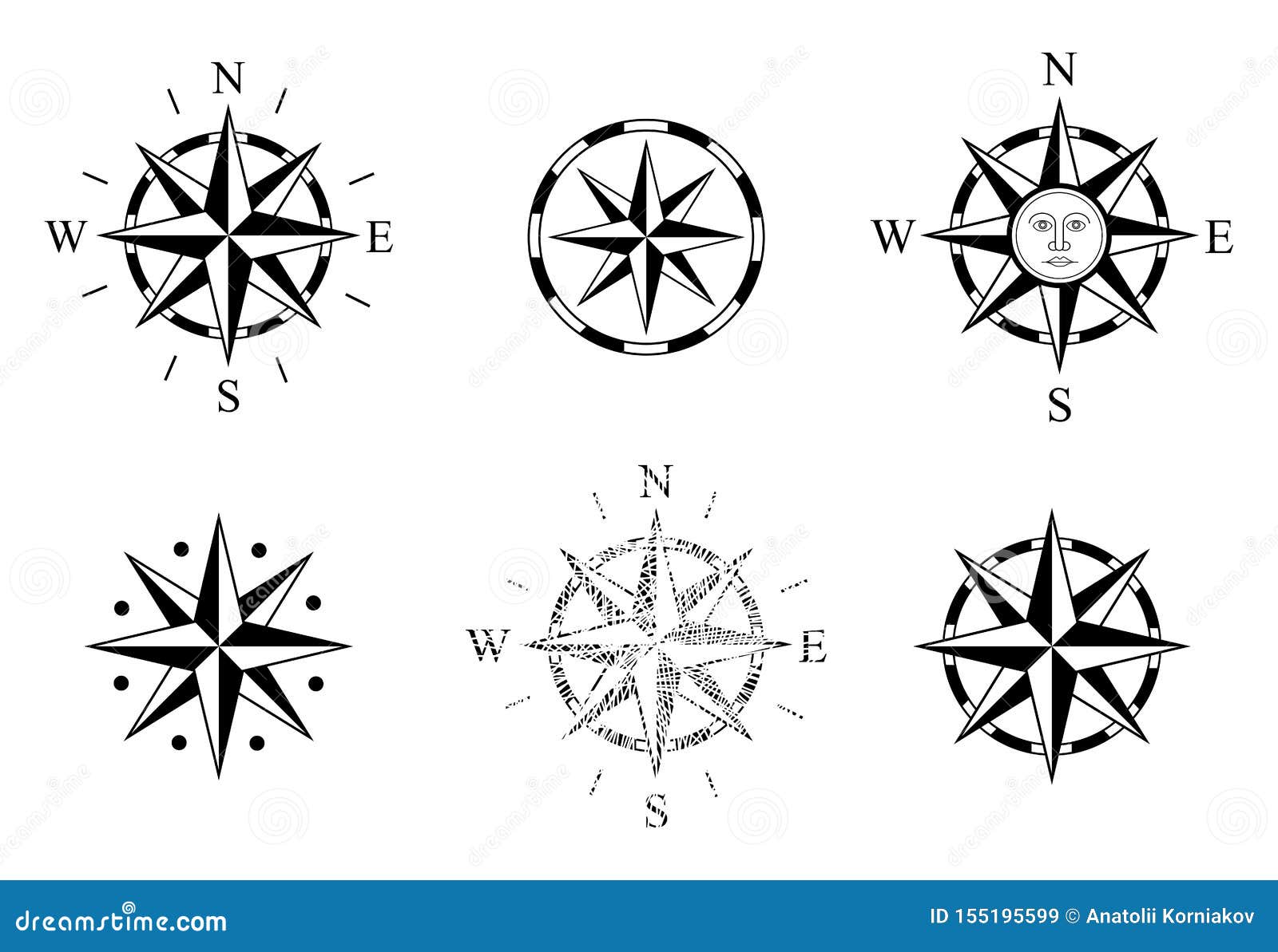 ROSE-DES-VENTS-FOND-BLANC Stock Vector