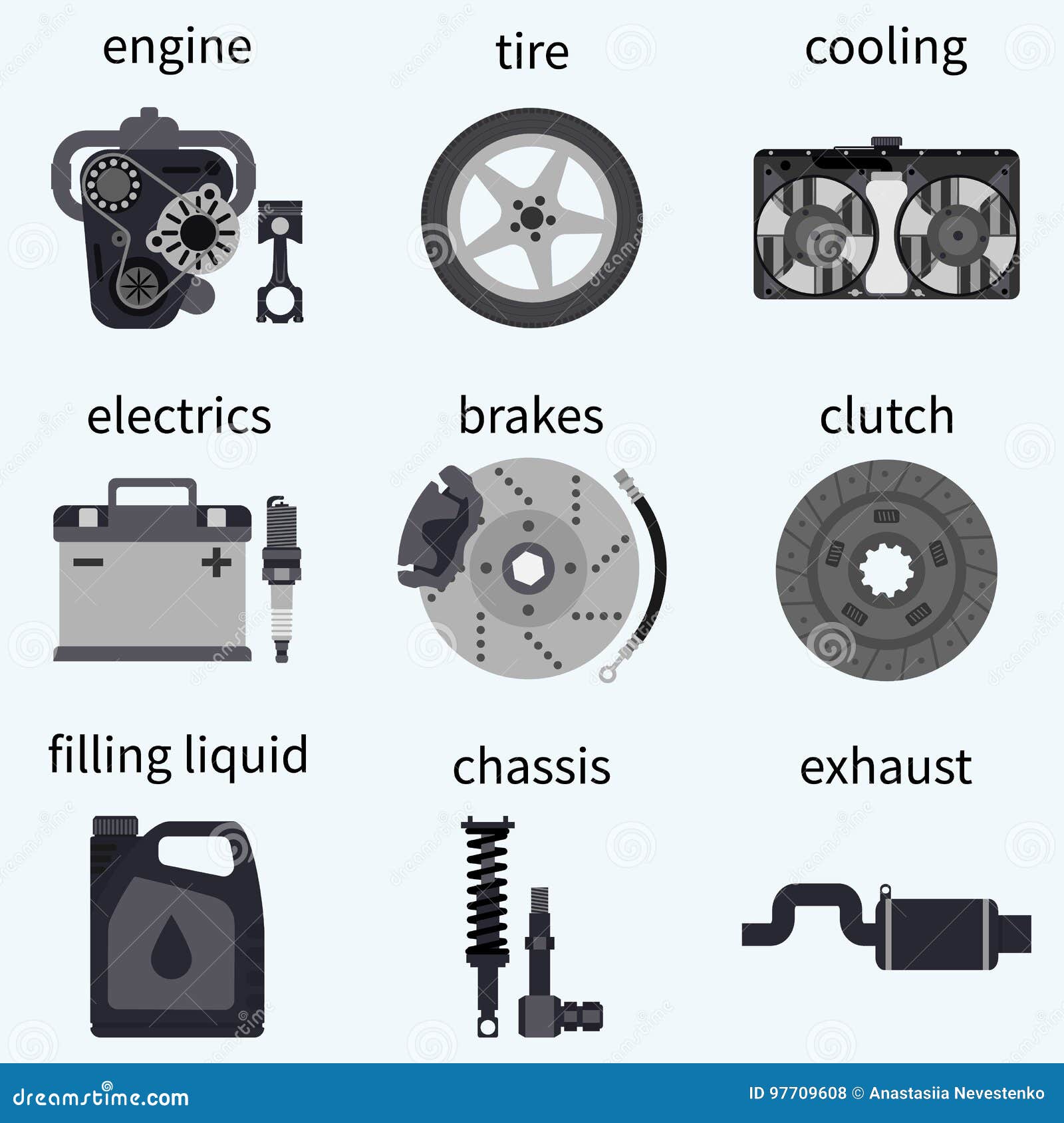 Placez Les Pièces De Voiture Illustration de Vecteur