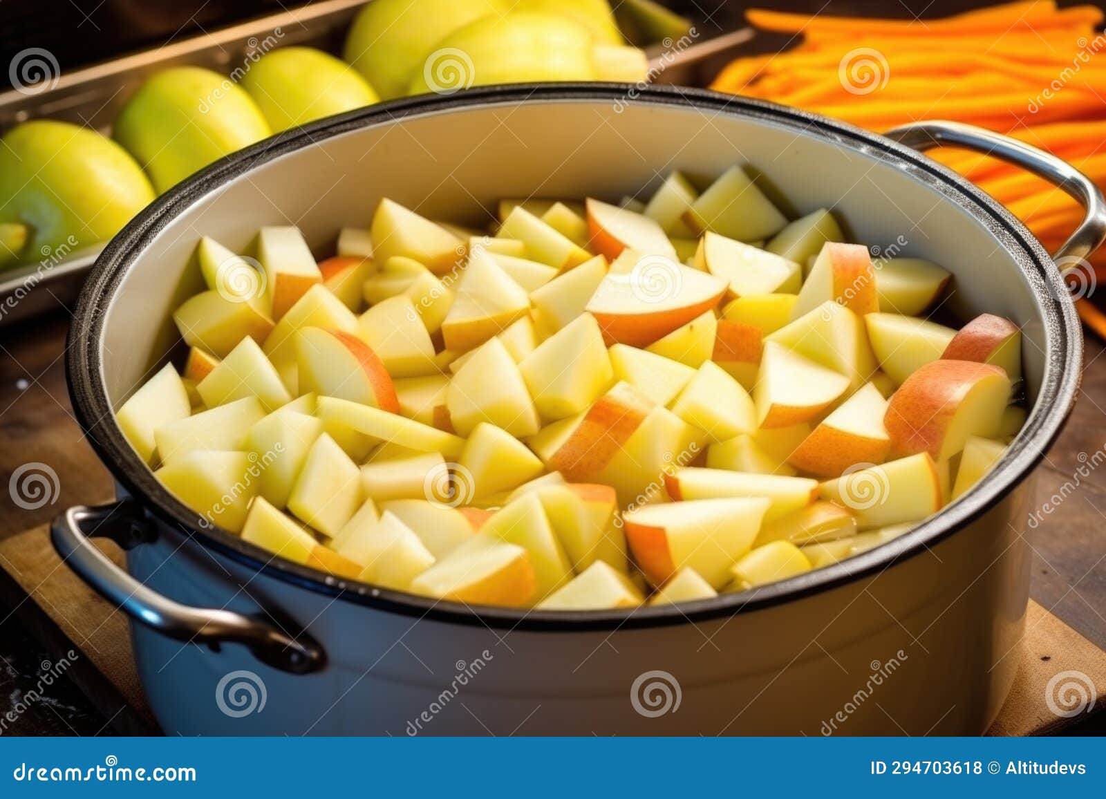 Placing Sliced Potatoes Around the Pot Roast Stock Photo Image of