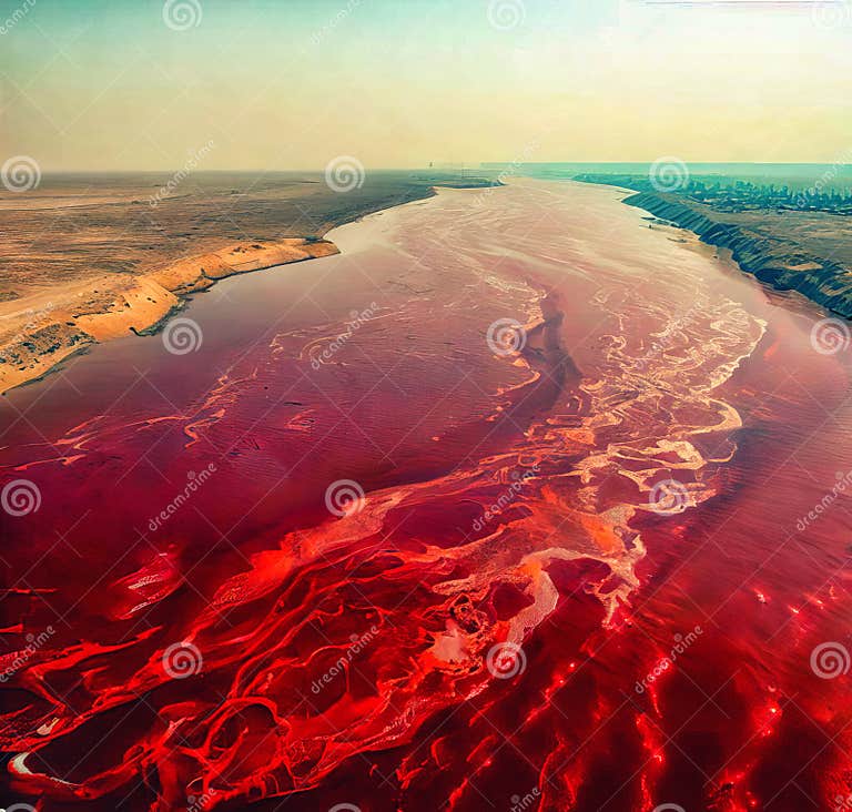 Plague Egypt River Nile Turns To Blood Stock Illustration