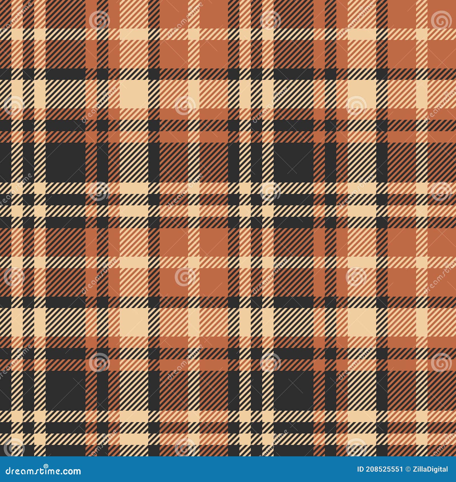 Plaid Pattern in Brown, Orange, Beige. Seamless Vector Background Texture.  Tartan Check Plaid for Flannel Shirt, Skirt, Blanket. Stock Vector -  Illustration of scotland, material: 208525551