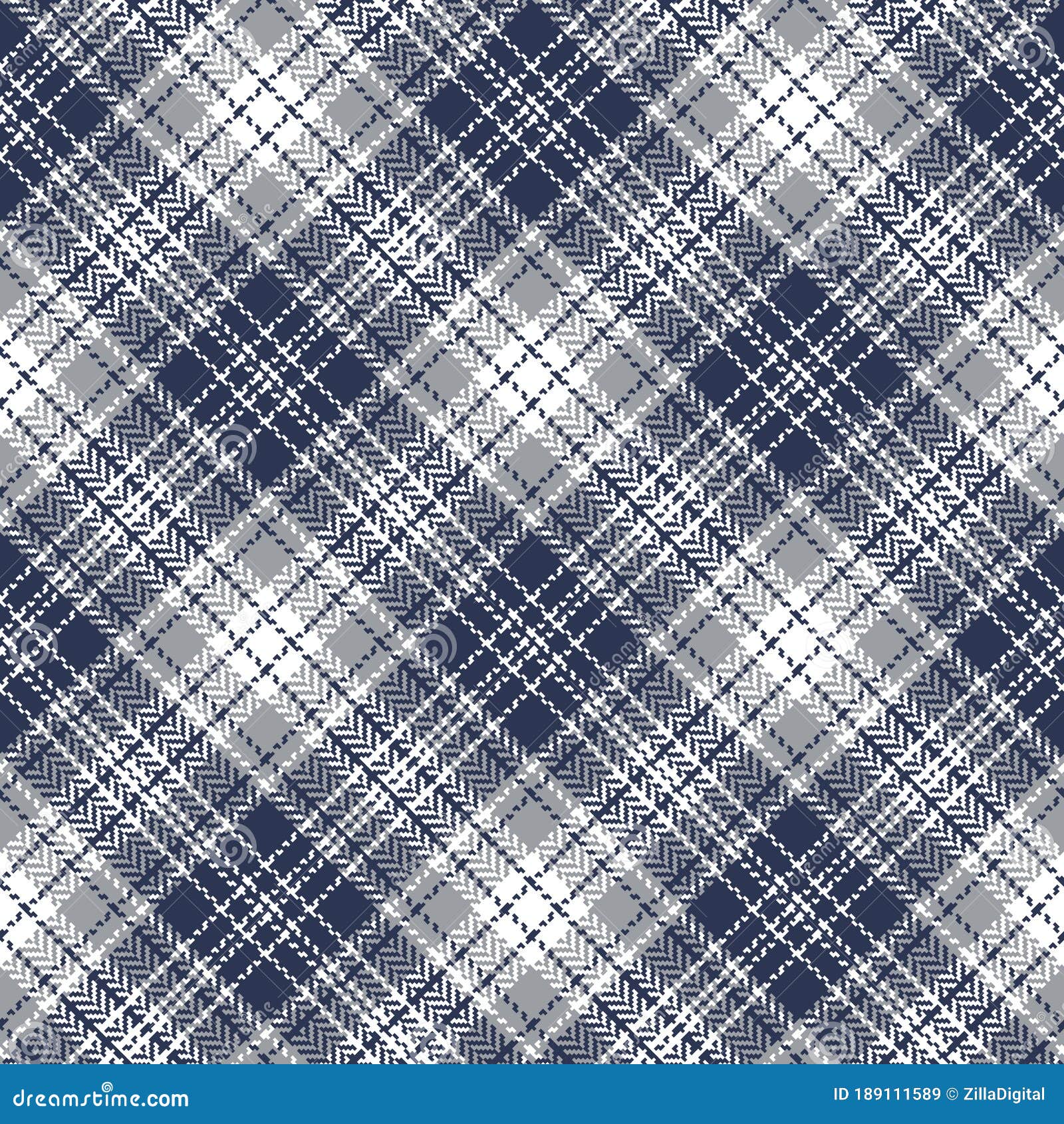 Plaid Pattern Vector in Grey, Blue, White. Seamless Scottish Tartan ...