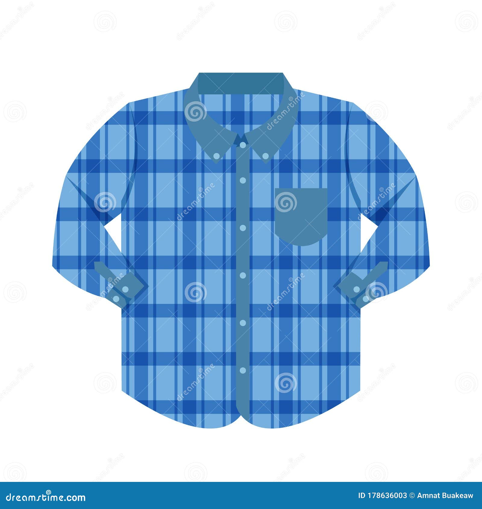 Plaid Shirt Clothes Blue Isolated on White Background, Clothes Pattern ...