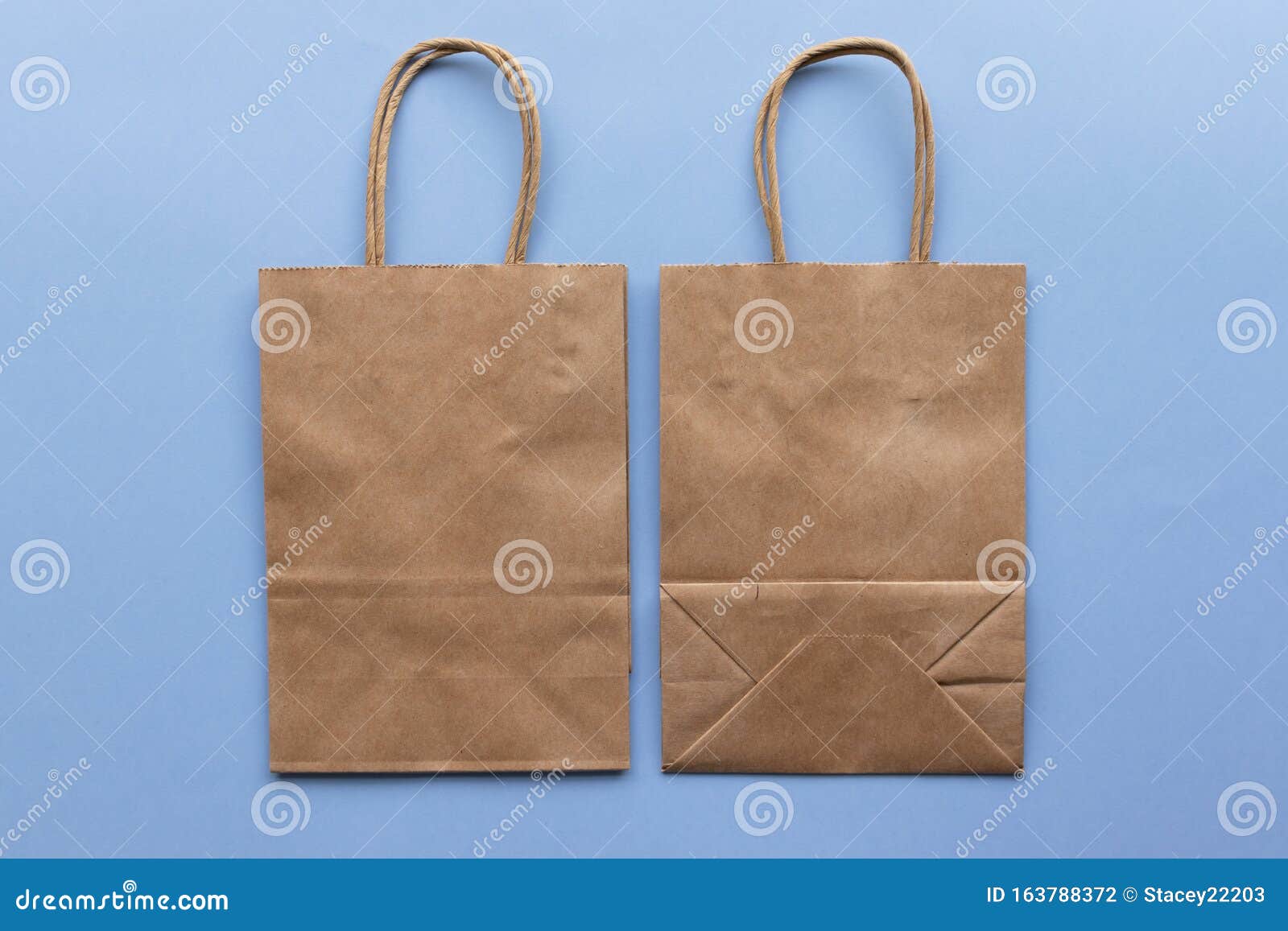 Download Plain Blank Brown Paper Bag Front And Back On A Blue ...