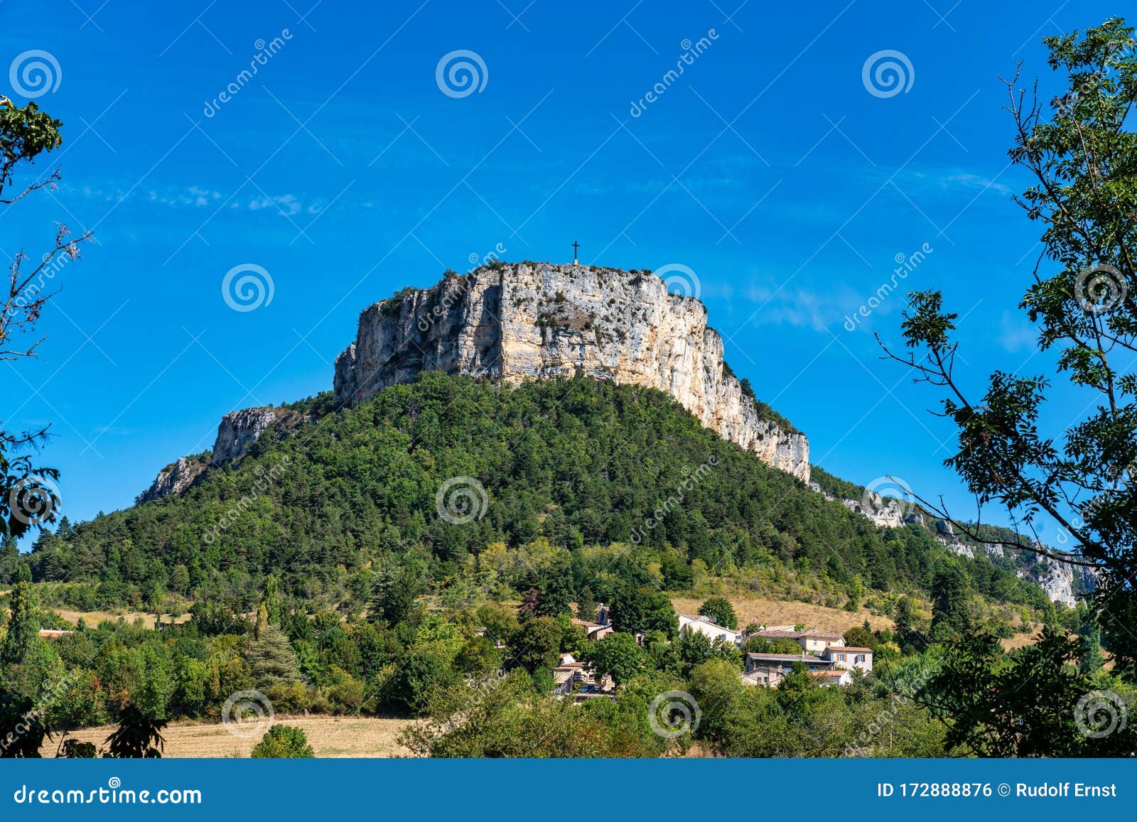 plain de baix with vellan rock in vercors, french alps, france