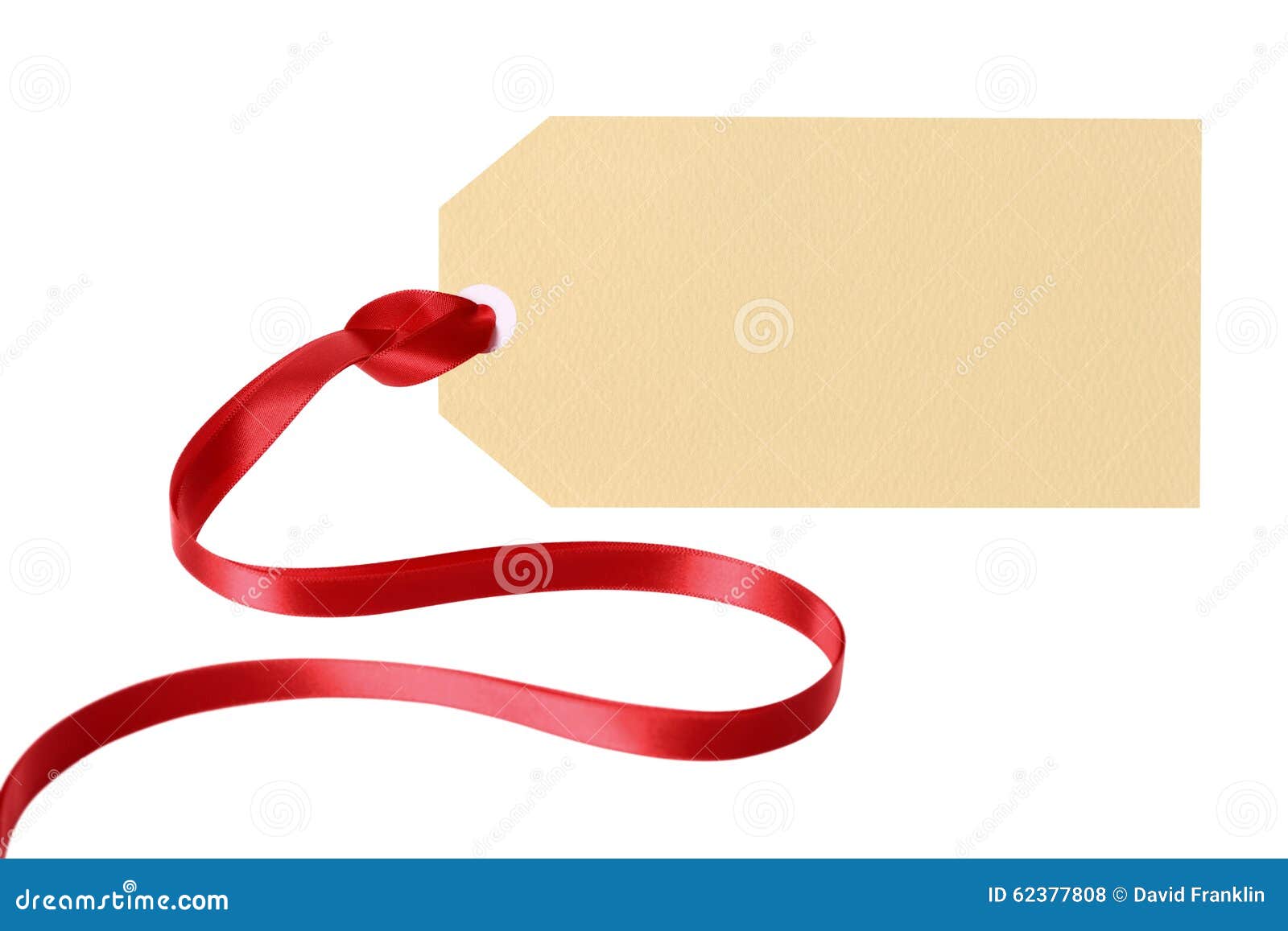 Plain gift tag. Plain blank gift tag or manila label with ribbon isolated on white background