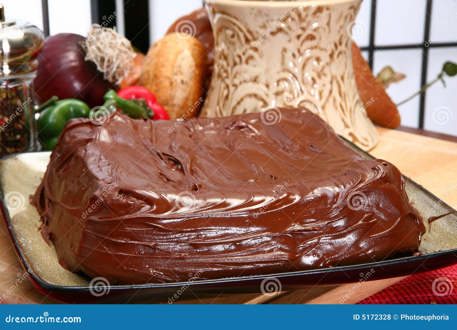 Plain Iced Chocolate Cake stock photo. Image of cream 5172328