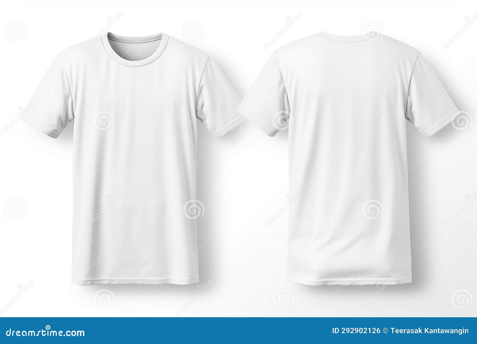Plain White T-shirt Mockup Design. Front and Rear View. Isolated on ...
