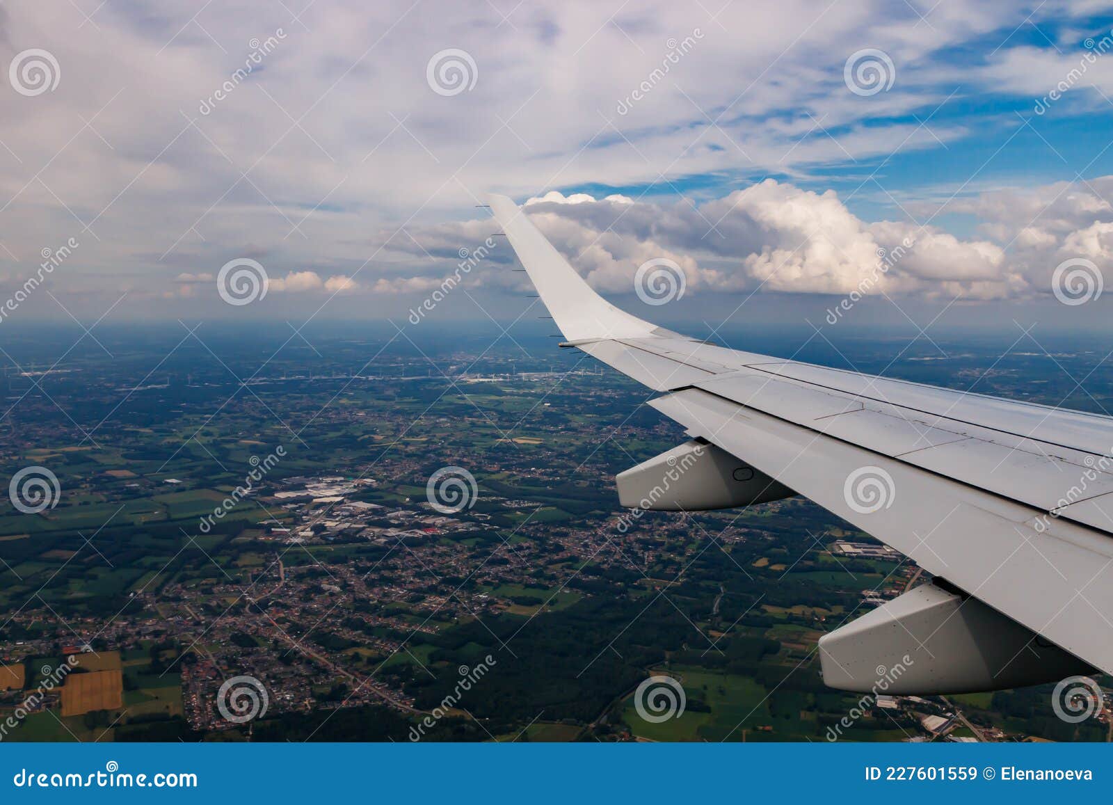 Plain Wing Over Belgium. Flight from Amsterdam To Brussels Stock Image