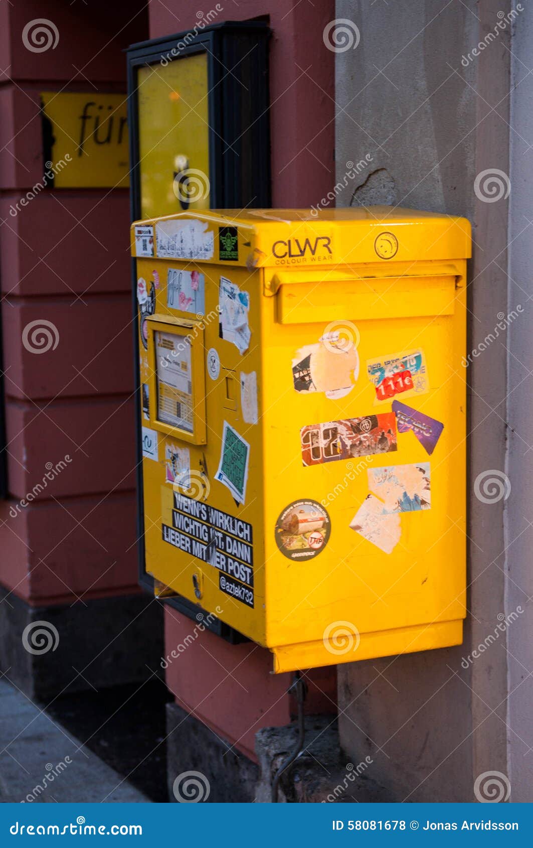 Plain yellow mailbox editorial stock photo. Image of postman 58081678
