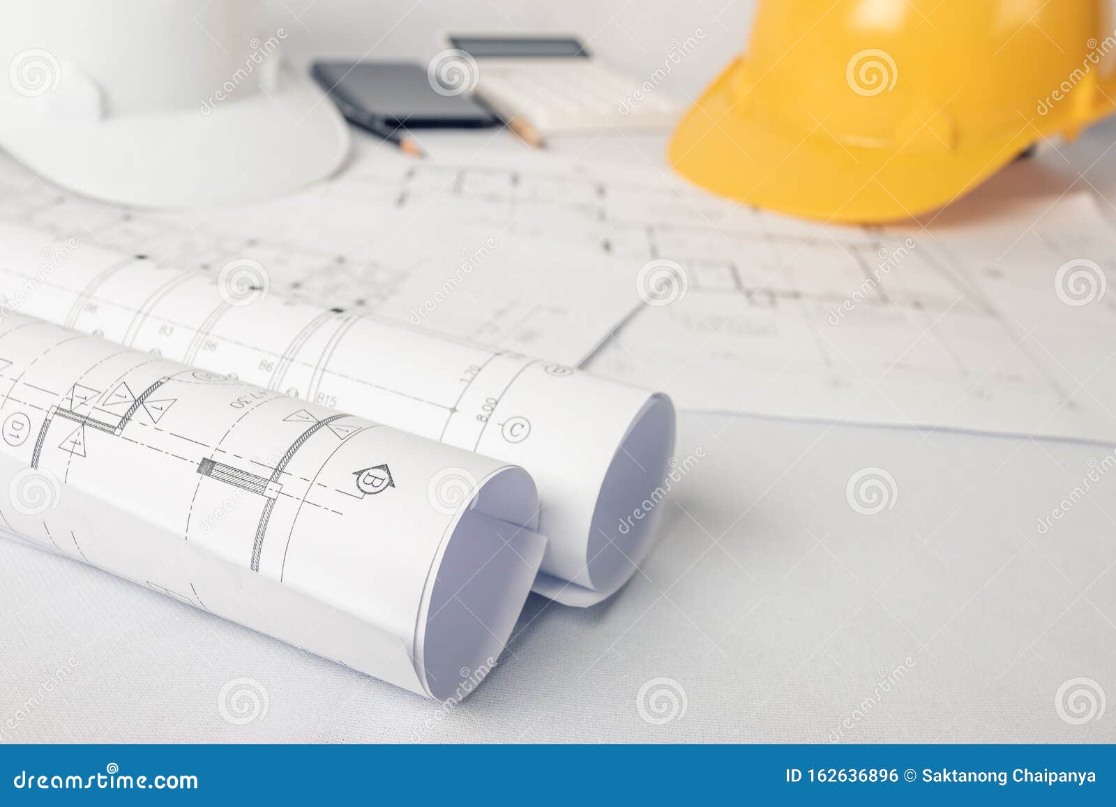 Plan On The Architect`s Desk. Represents The Working Style Of