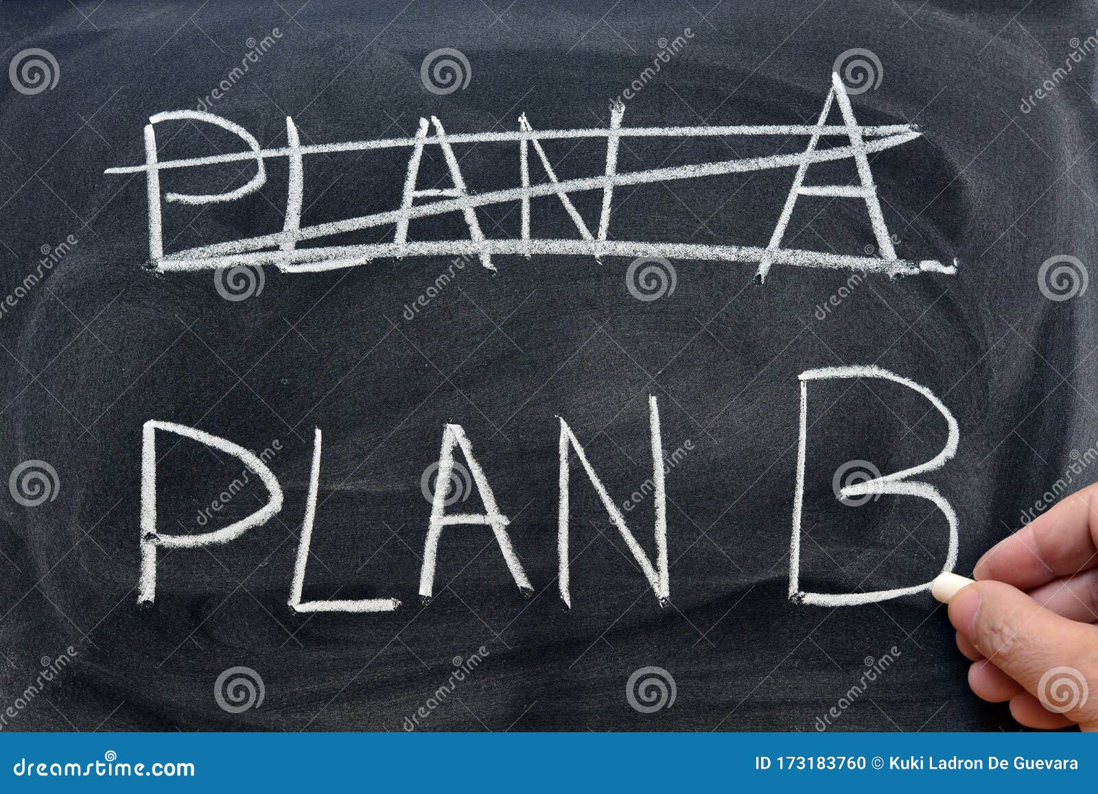 plan a crossed out and plan b written with a chalk on the blackboard