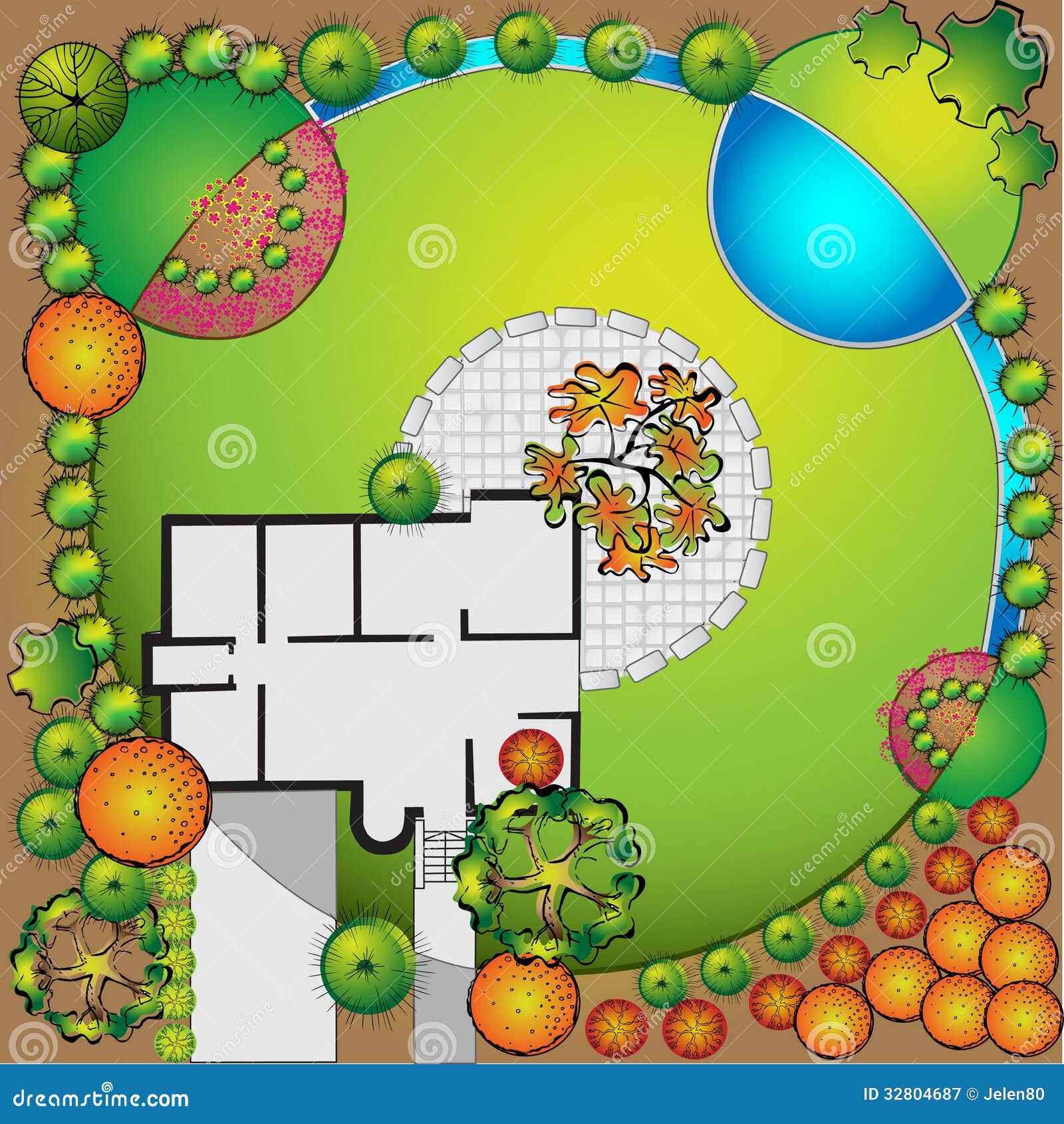 Plan of garden stock vector. Illustration of outdoor - 32804687