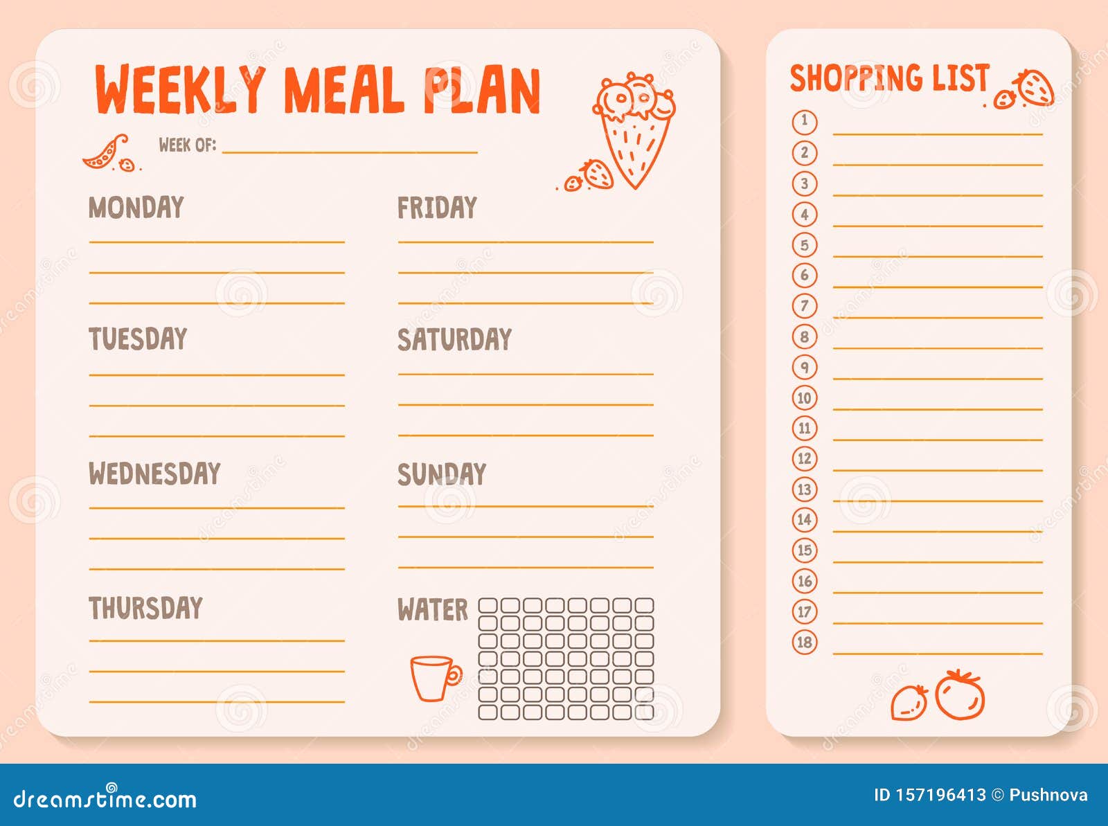 Weekly Meal Planner Affiche - Planning de repas hebdomadaire