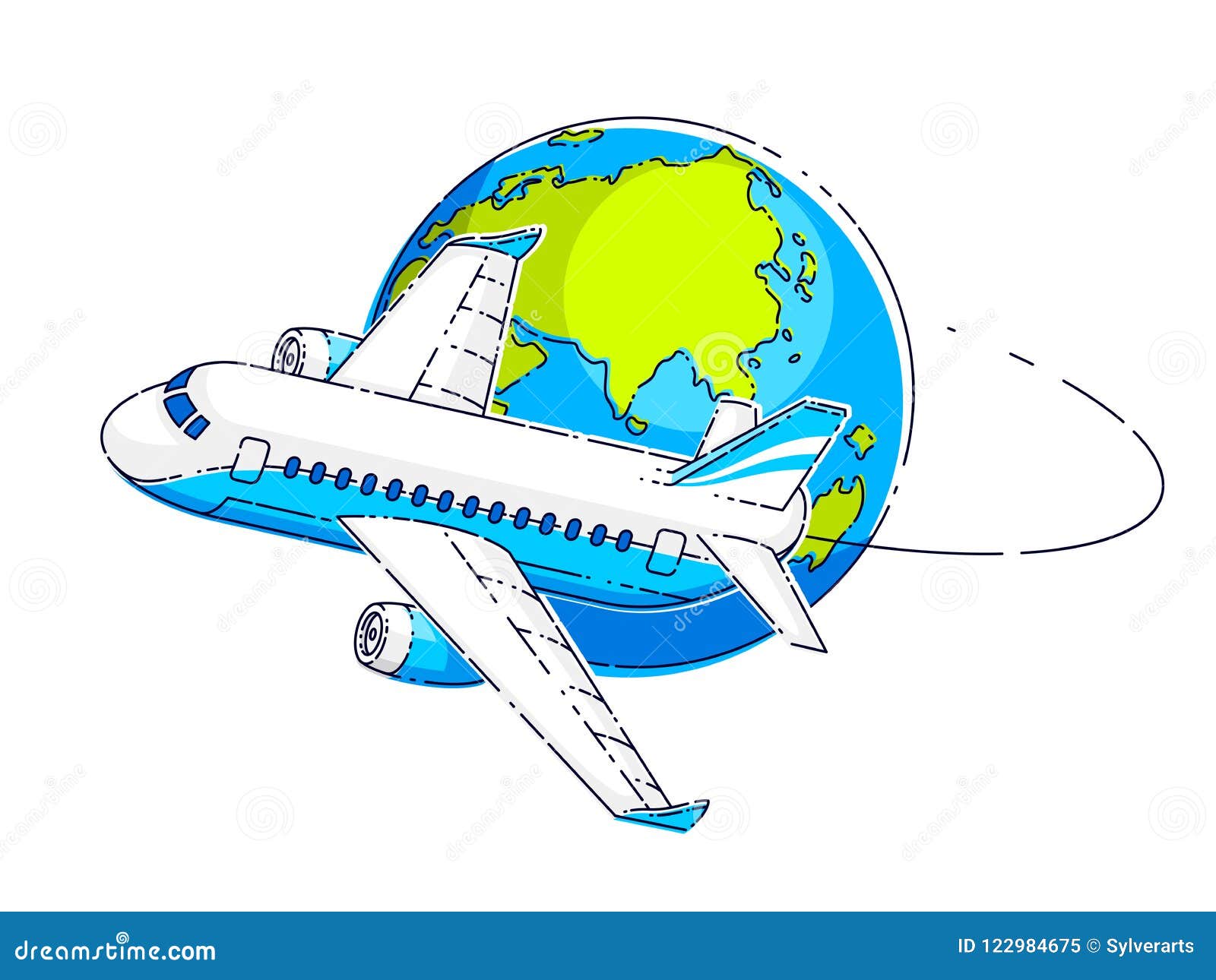 Plane Airliner with Earth Planet, Airlines Air Travel Emblem or Stock ...