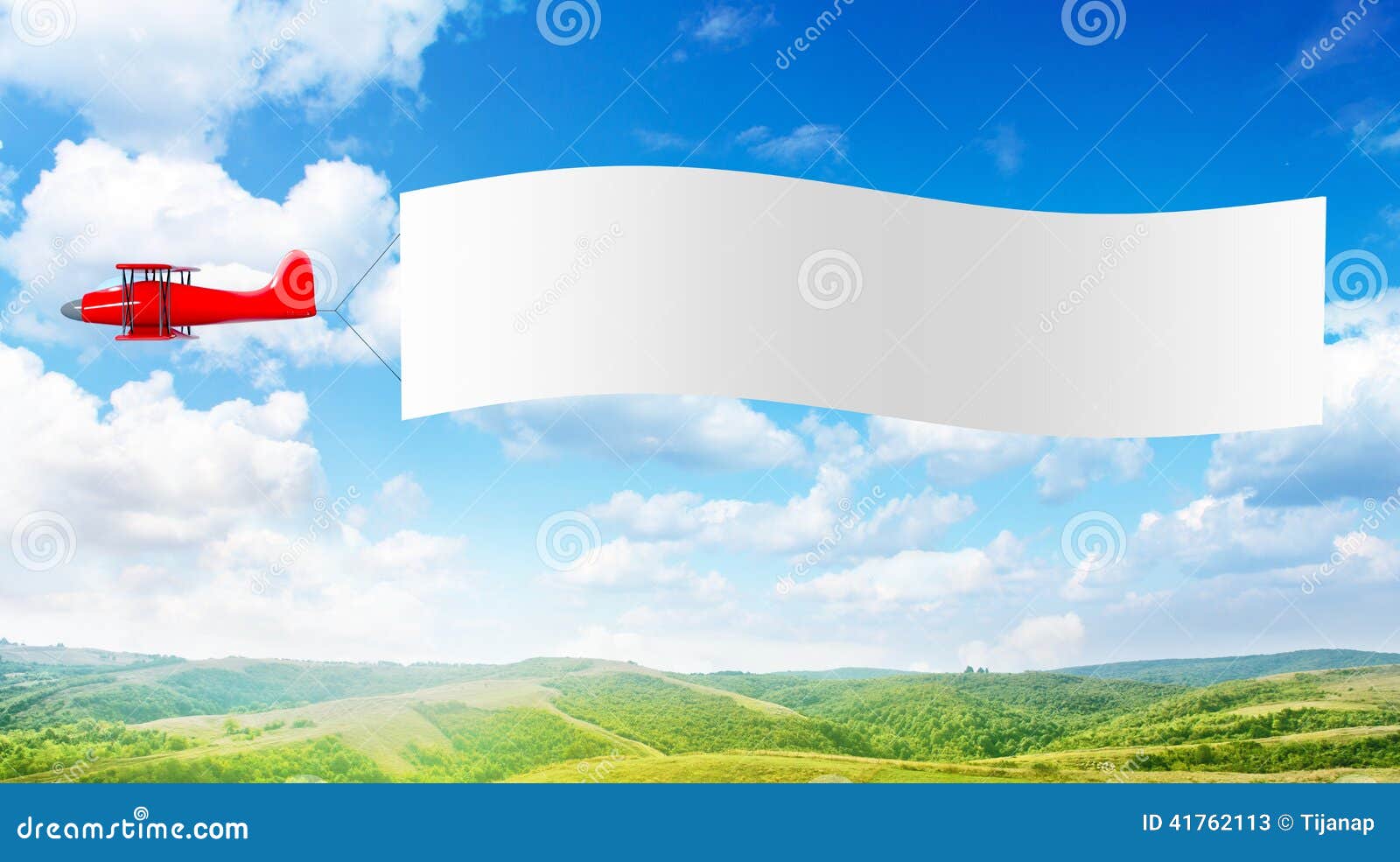 Plane with a banner stock image. Image of space, design 41762113