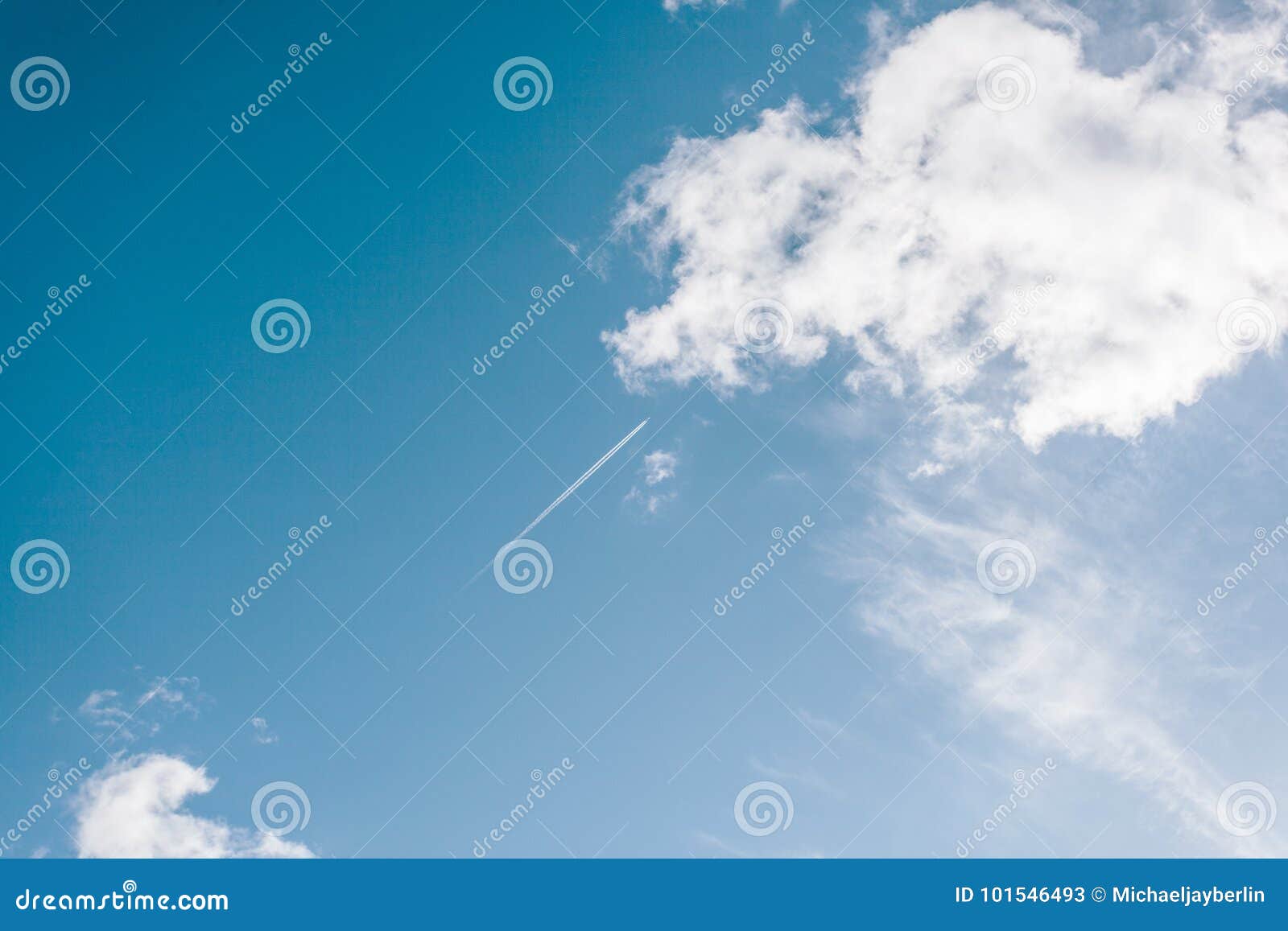 Plane Flighing High Above Clouds on Sunny Day Stock Image - Image of ...