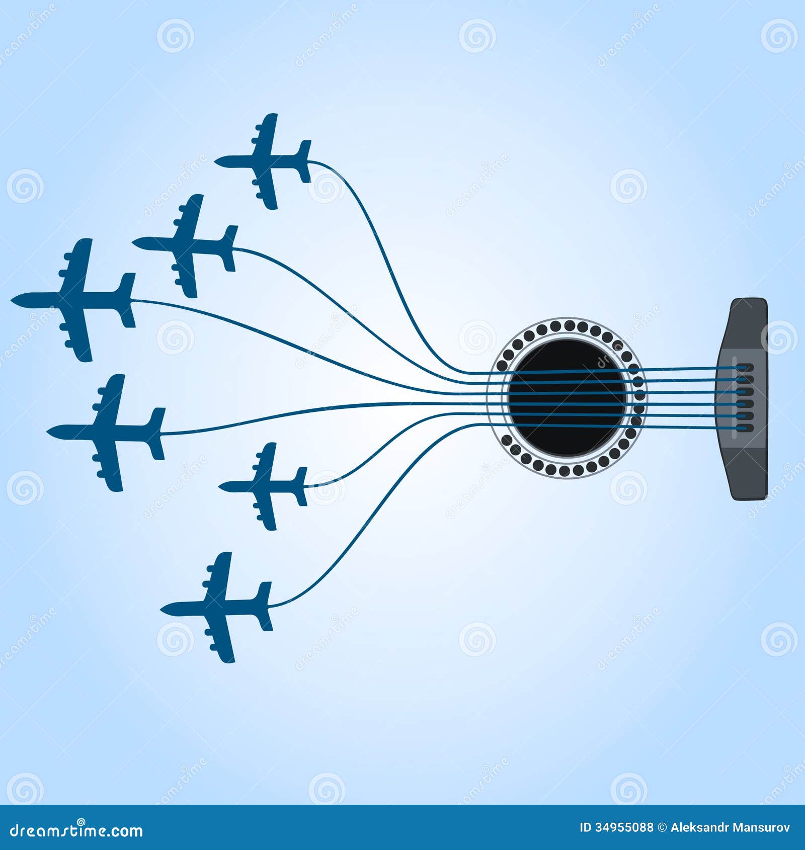 Plane a guitar stock vector. Illustration of collection 34955088