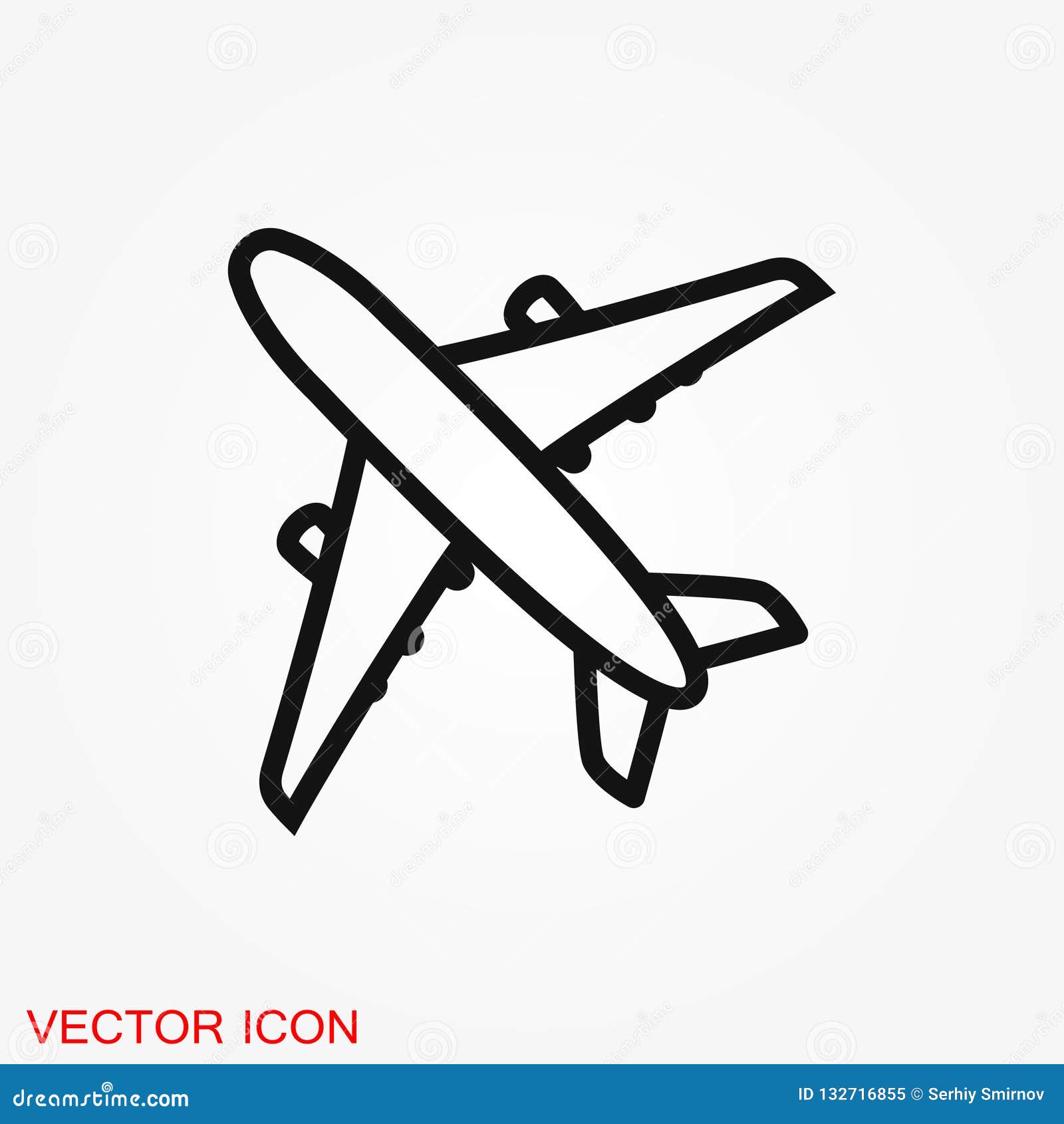 Plane Icon on White Background, Airplane Vector Illustration Stock