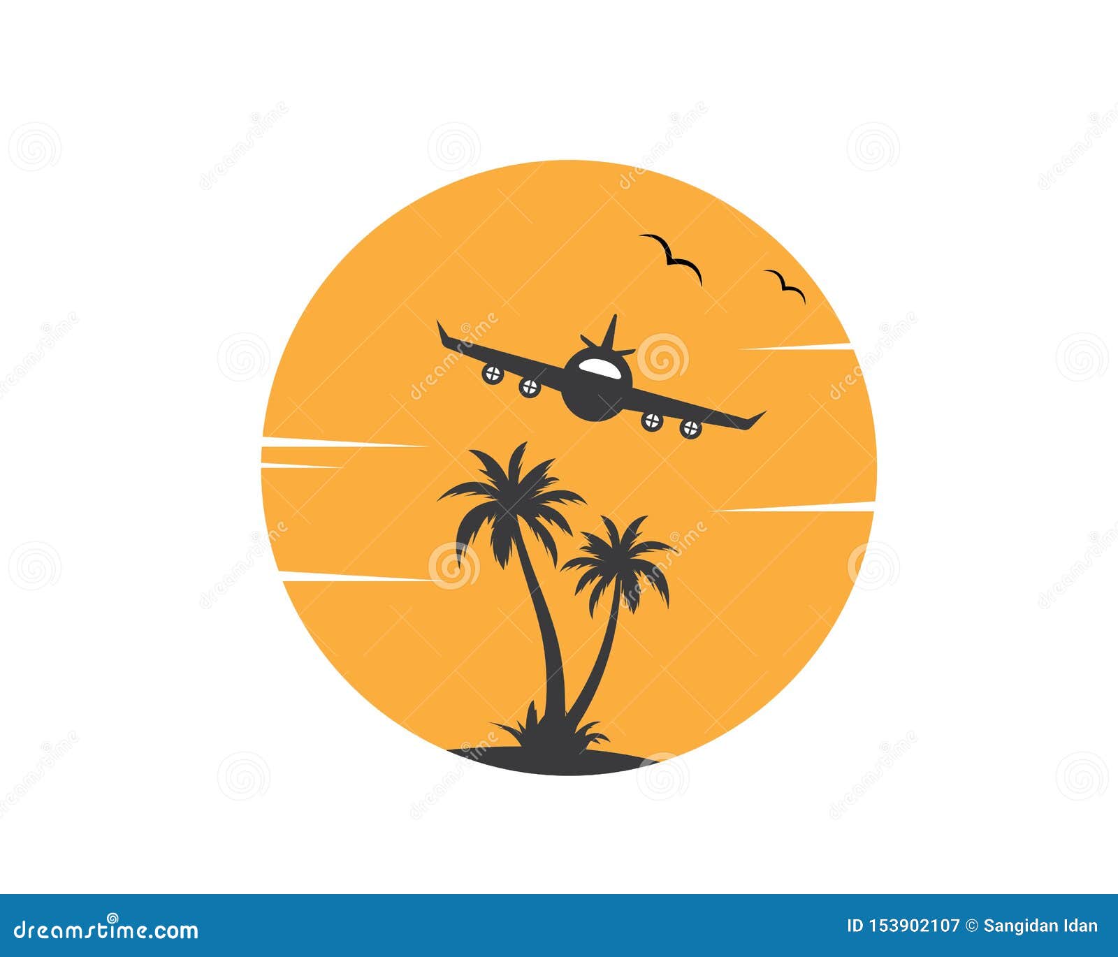 Plane with Palms Icon Logo of Travel and Travel Agency Vector Stock ...