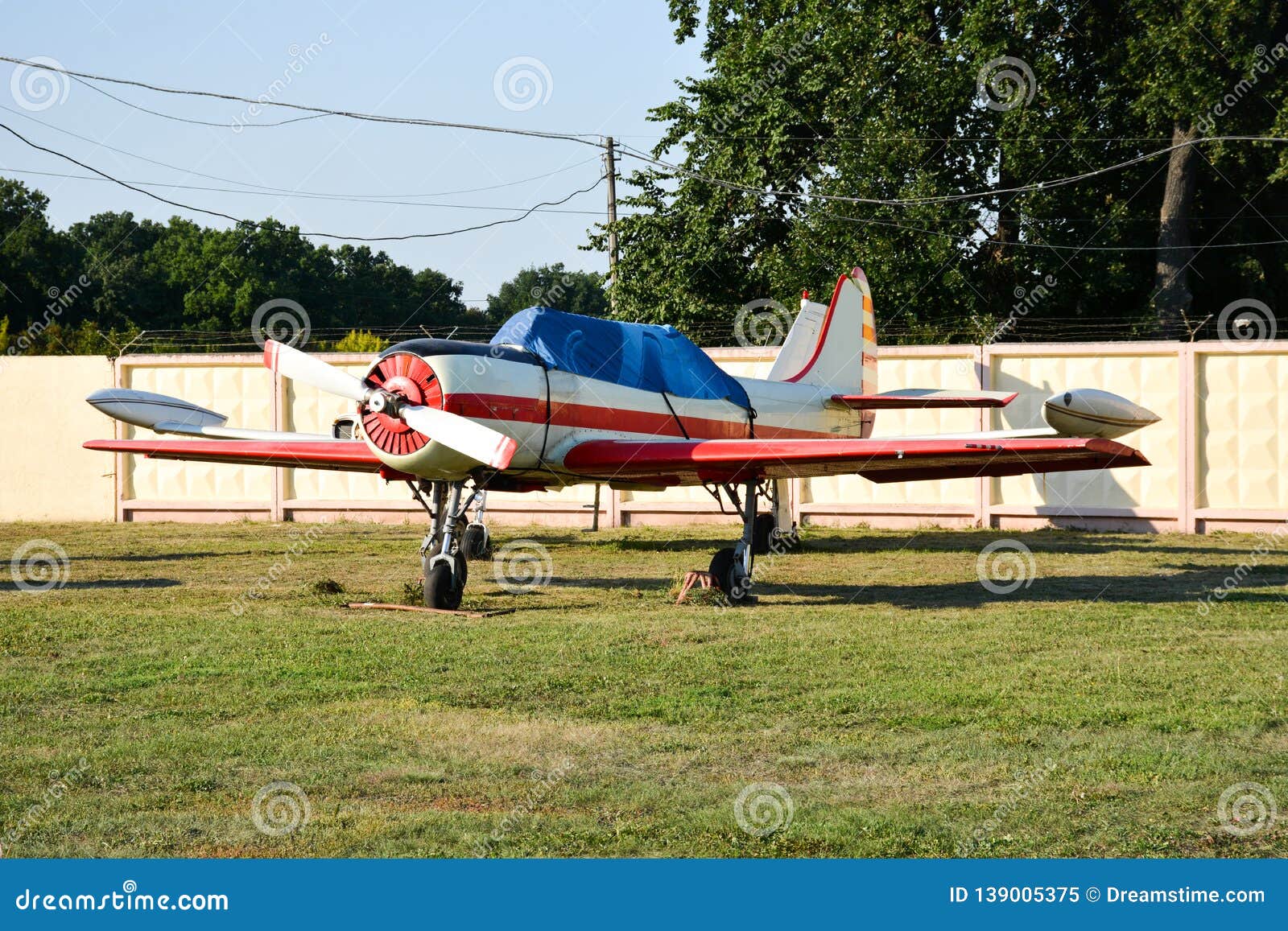 Small Plane On The Runway, Airplane Barn Stock Image 