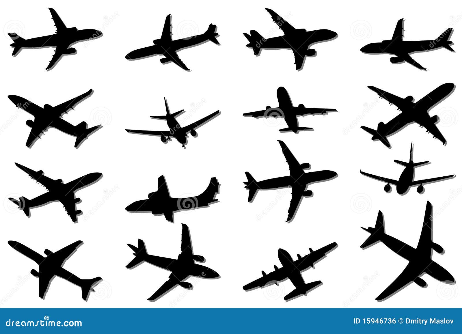 Plane Silhouettes stock vector. Illustration of flight - 15946736
