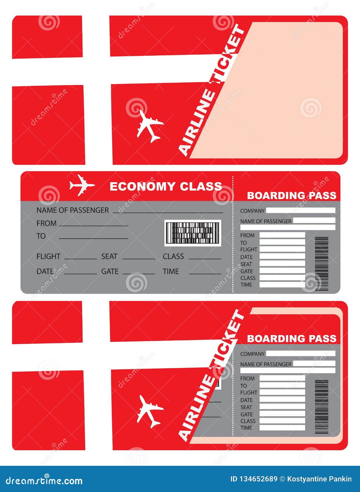 Plane ticket in Denmark stock vector. Illustration of plane 134652689