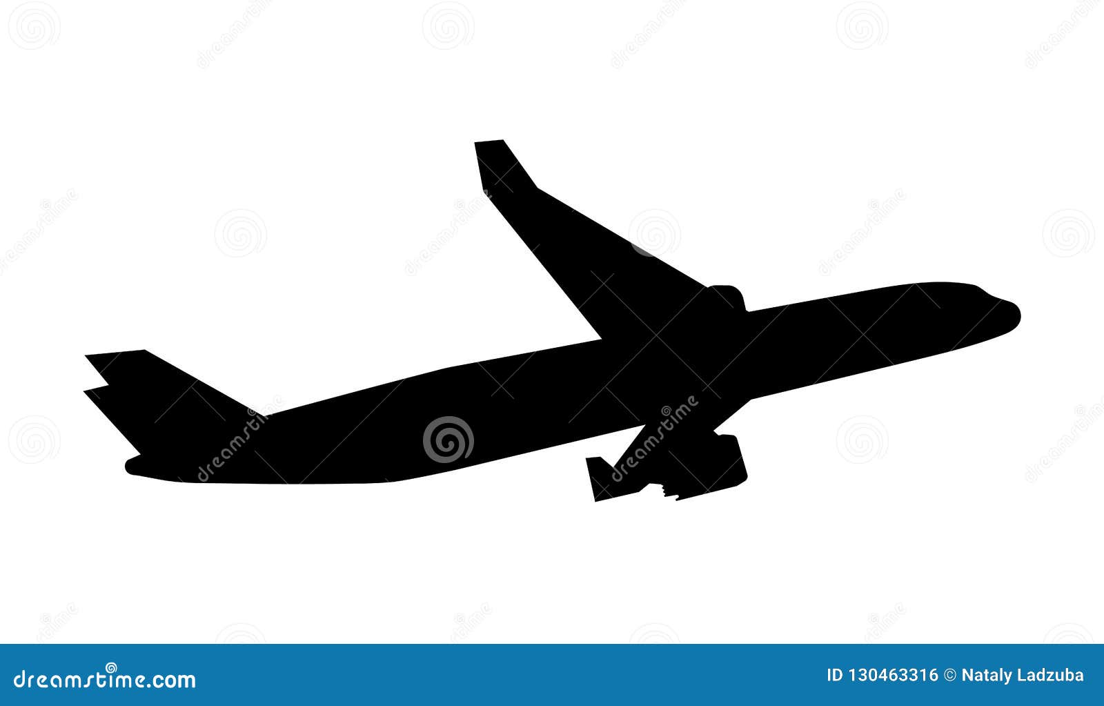 plane on white background side view in horizontal position