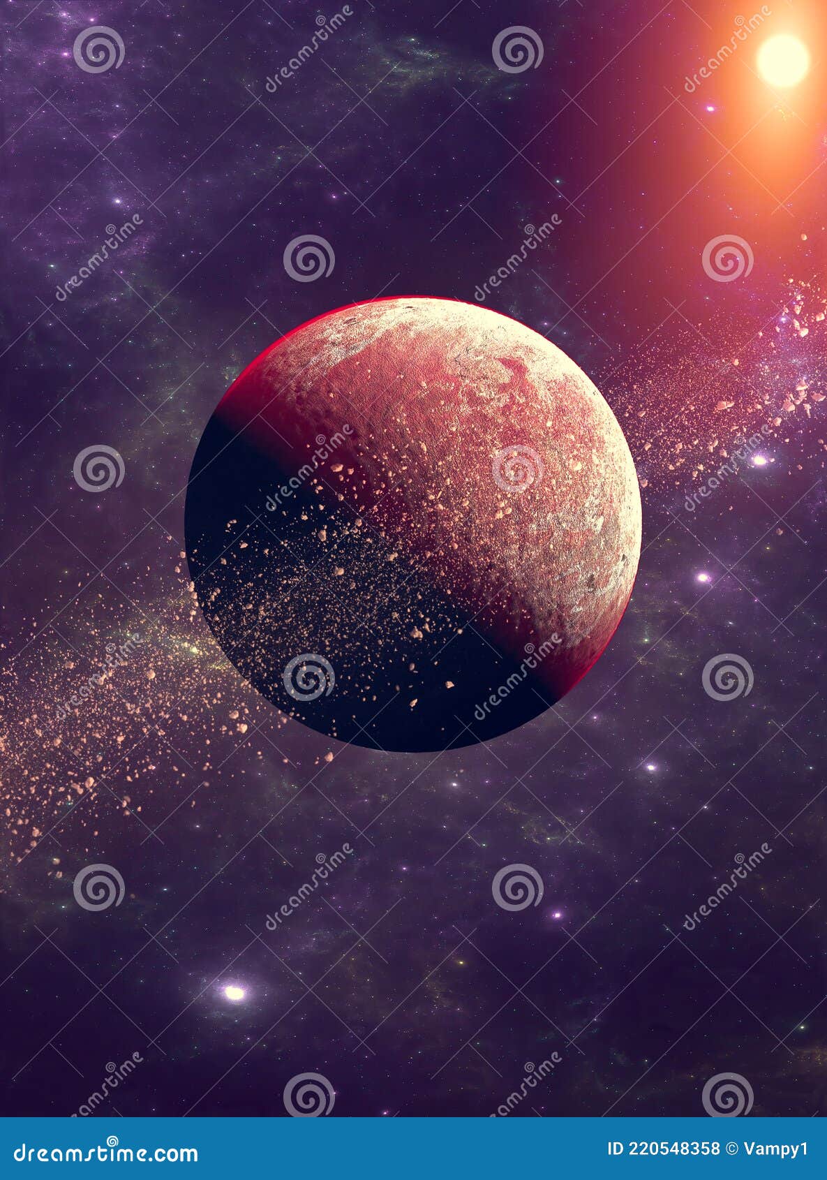 and Asteroid. Asteroid Rings Around a Stock Illustration