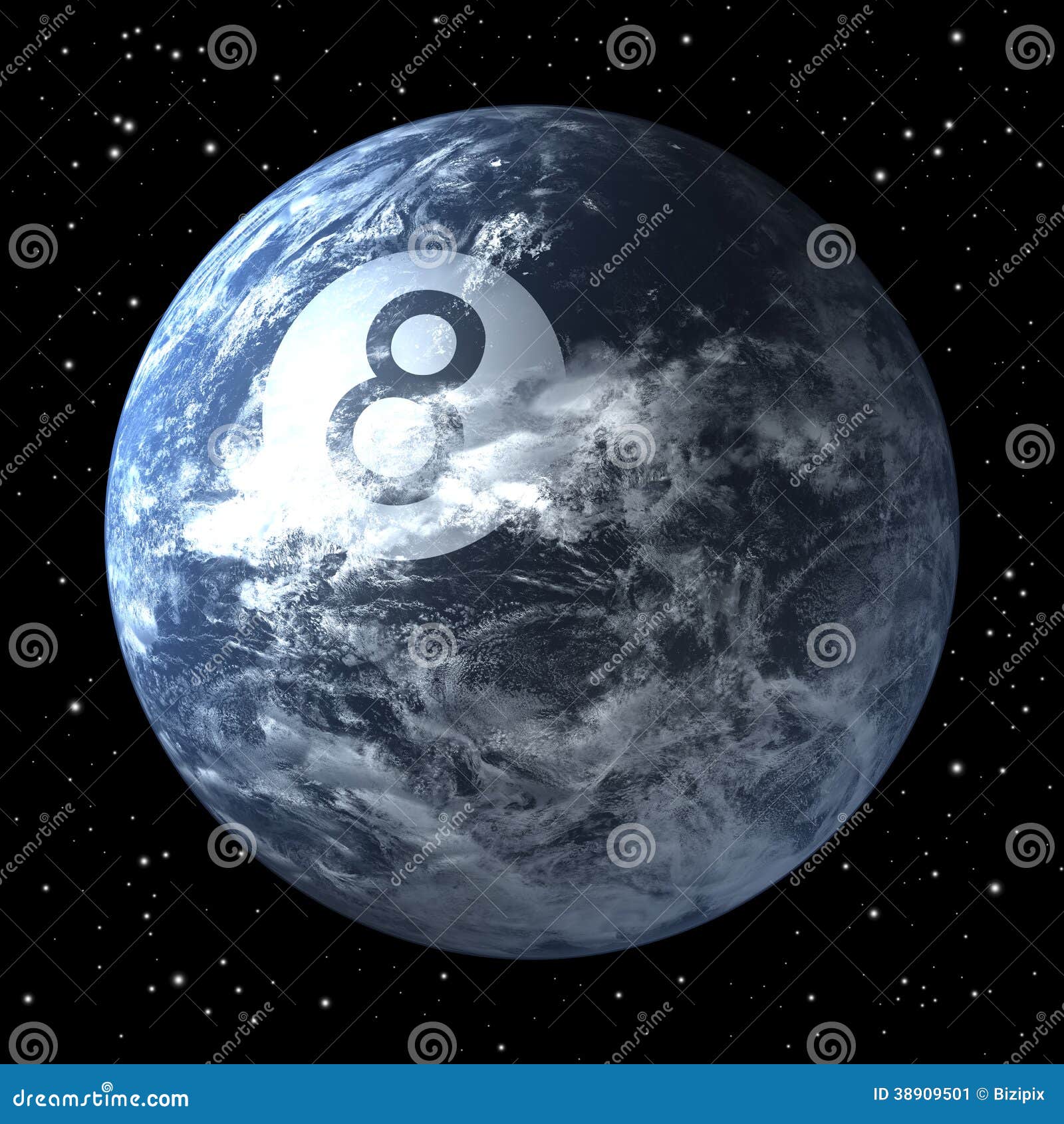 Earth As Billiard Ball, Black Eight Stock Illustration Image