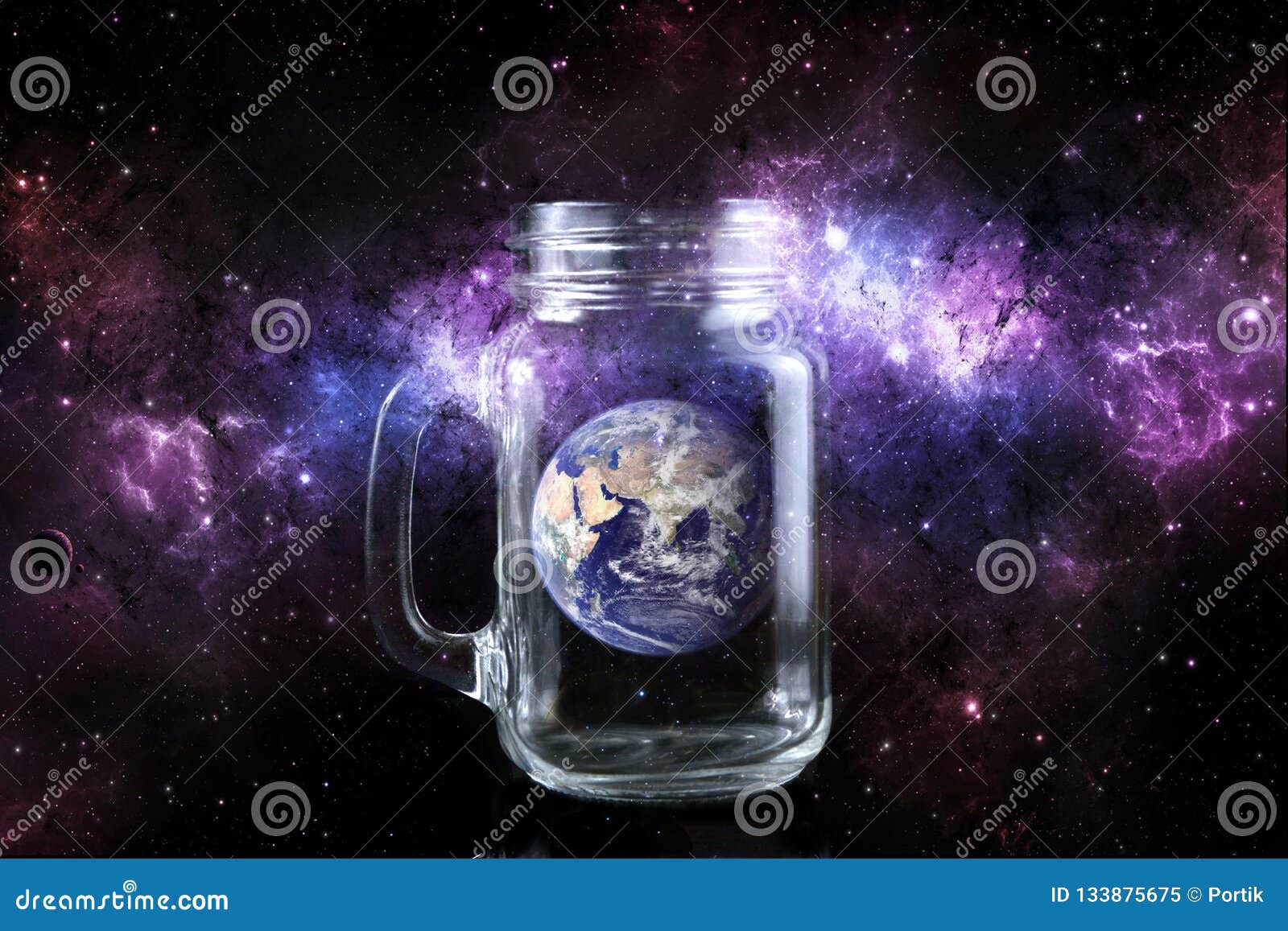 Earth In A Bottle In Space Background Stock Image Image of