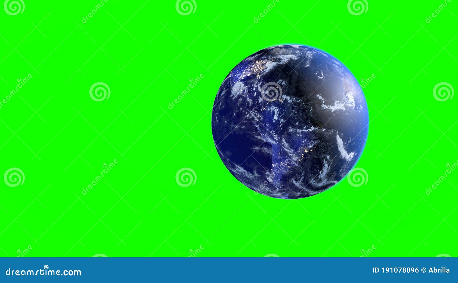 Earth on a Green Screen. 3D Rendering Stock Illustration