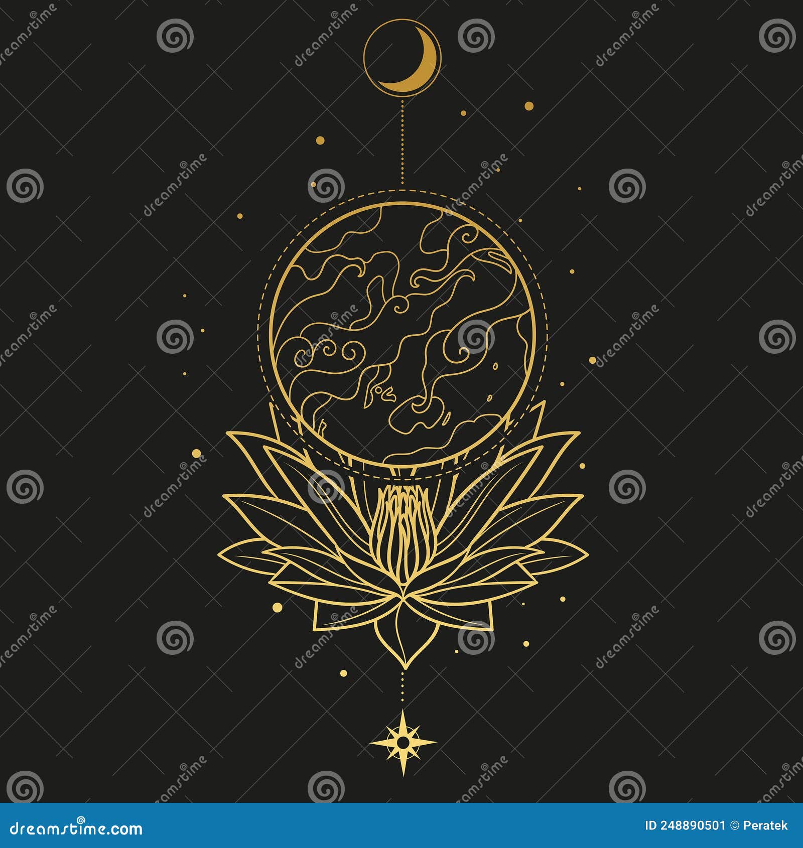 Planet Earth Inside of Lotus Flower. Vector Illustration Stock Vector ...