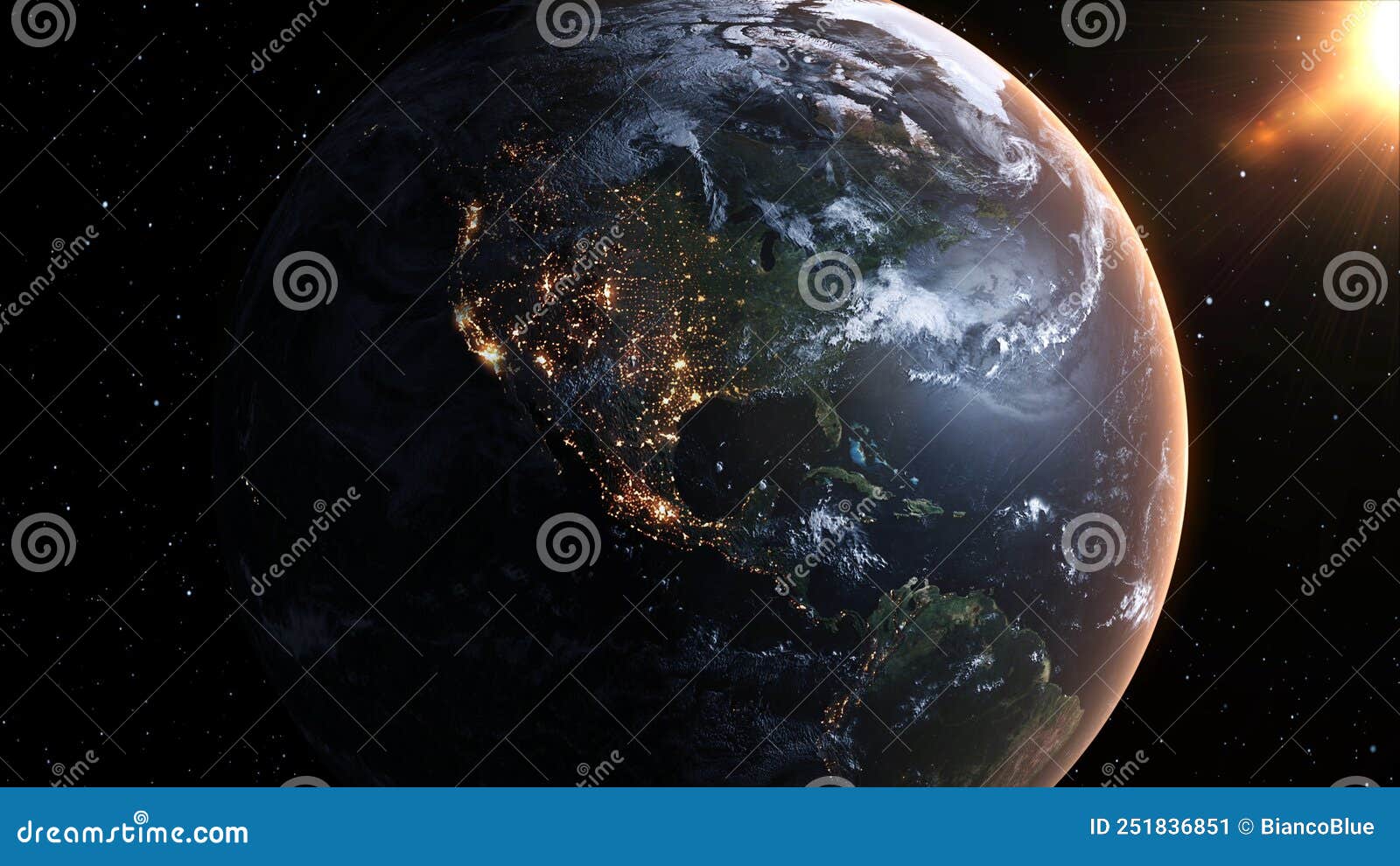 Planet Earth with Realistic Geography Surface and Orbital 3D Cloud