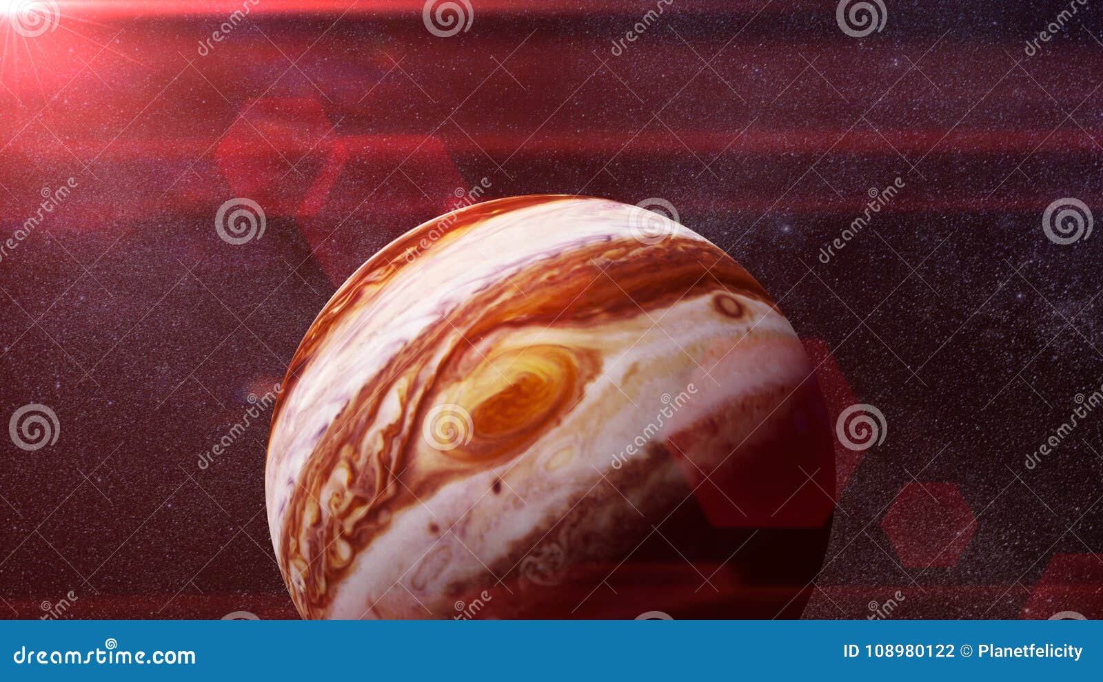 planet jupiter the sun and the stars 3d rendering, s of this image are furnished by nasa