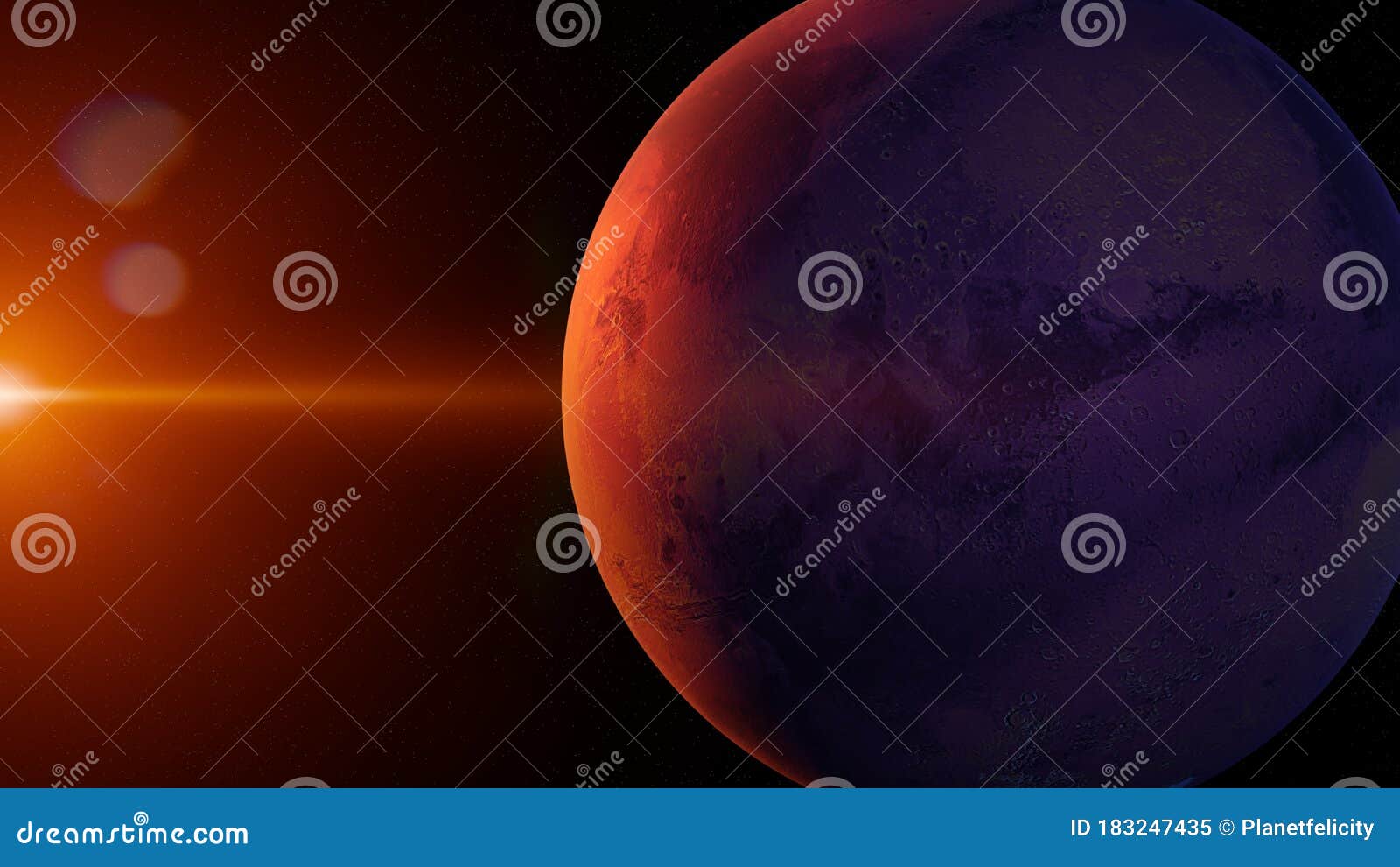 Mars, Sunrise on the Red Stock Illustration