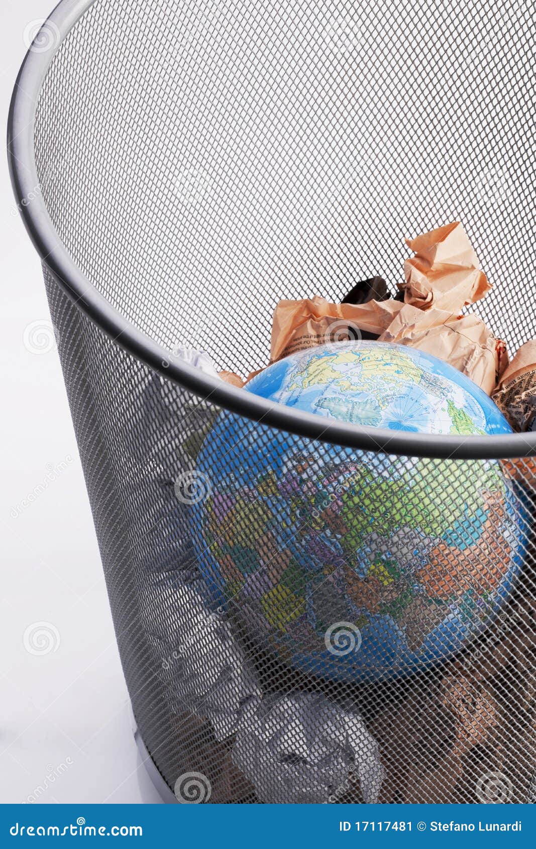 planet in a paper dustbin