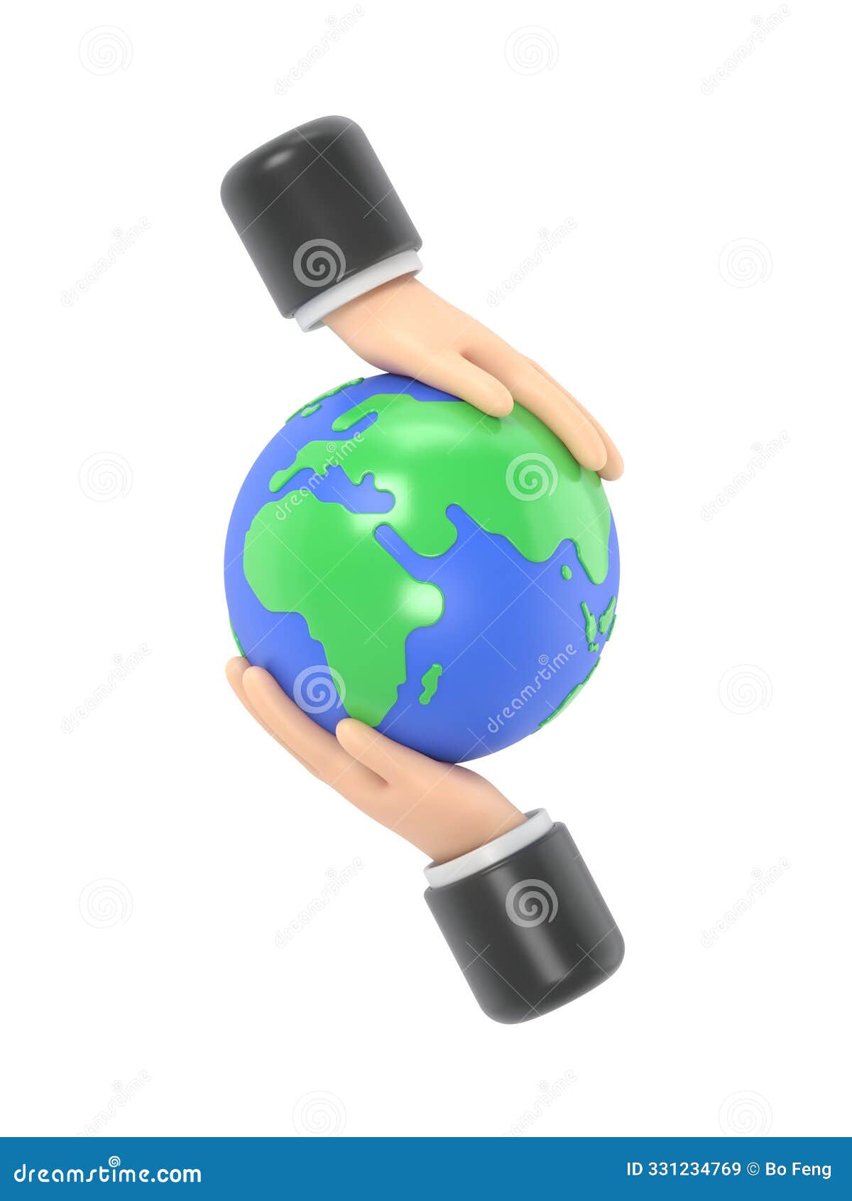 planet protection concept. globe in hands icon. 3d  flat . save eco. cartoon environment.