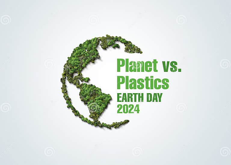 Vs. Plastics , Earth Day 2024 Concept 3d Tree Background Stock