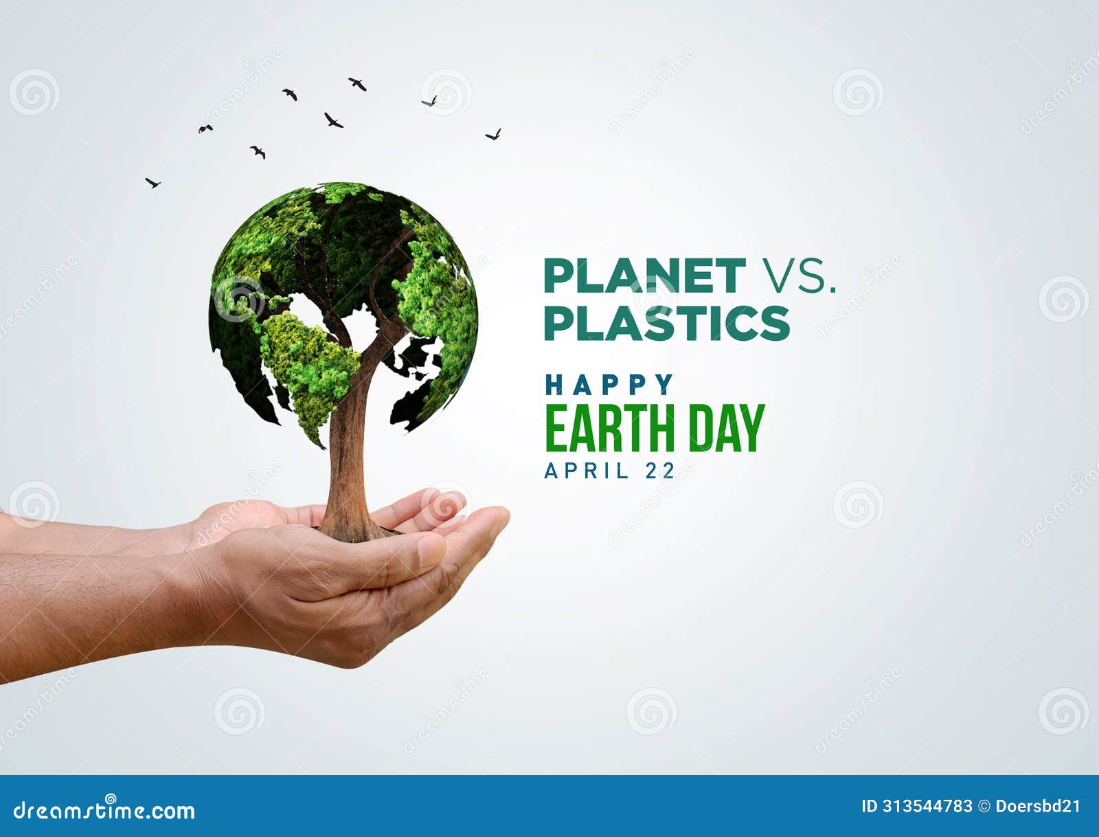 Vs. Plastics , Earth Day 2024 Concept 3d Tree Background Stock