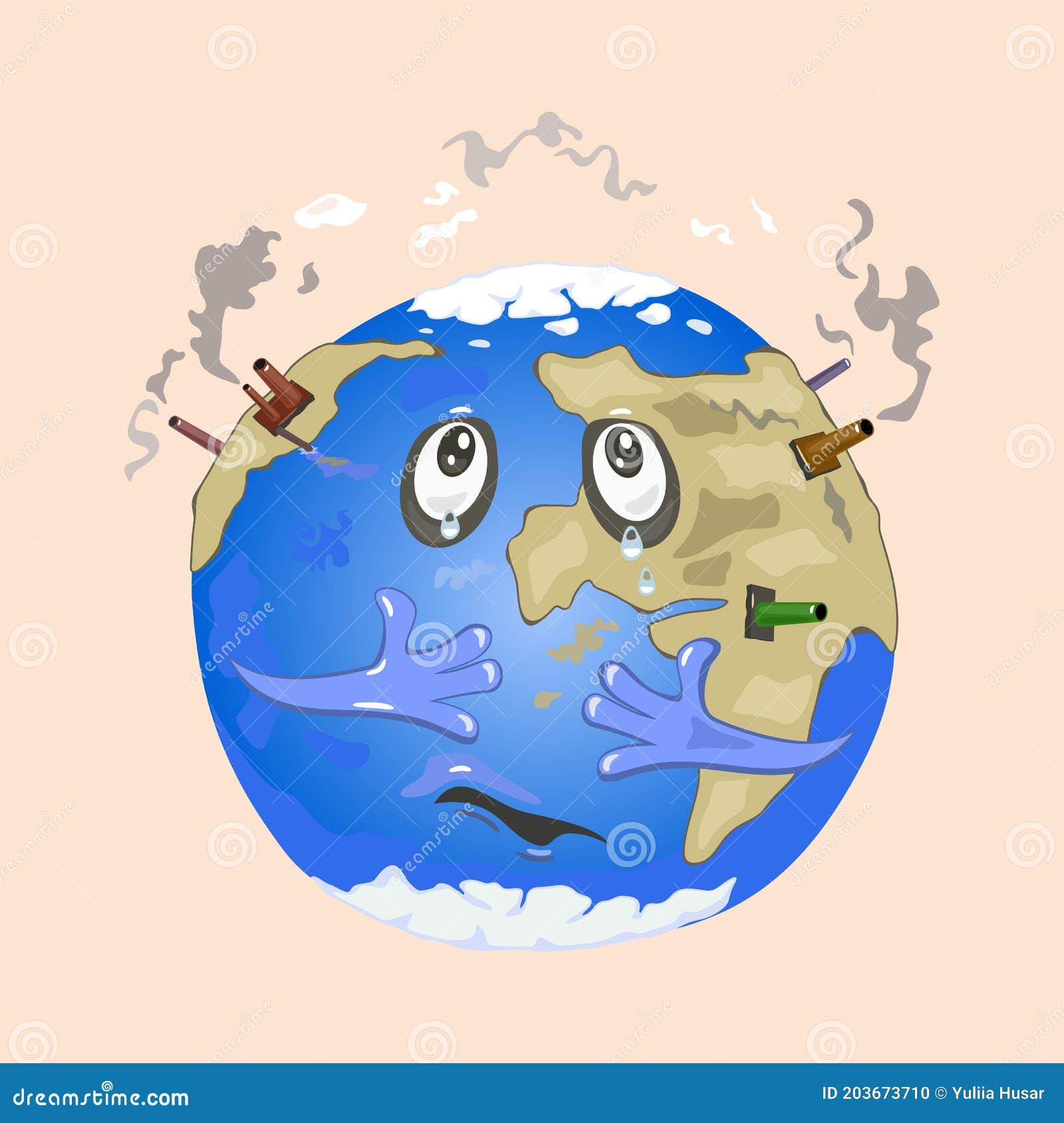 Planeta De Dibujos Animados Sufre De Contaminación Del Aire Ilustración del  Vector - Ilustración de aislado, ciencia: 203673710