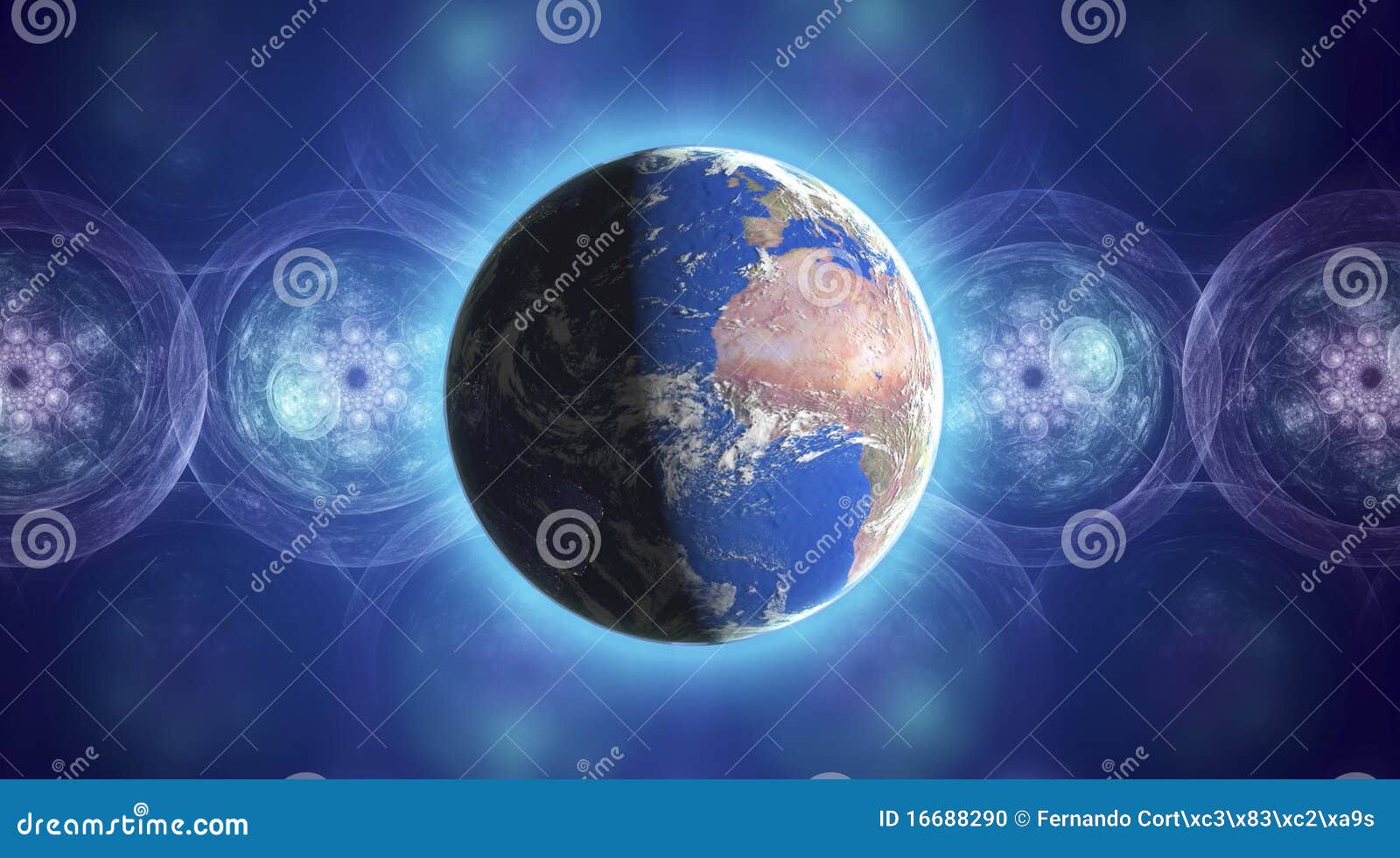 Planeta real da terra no espaço com efeitos coloridos