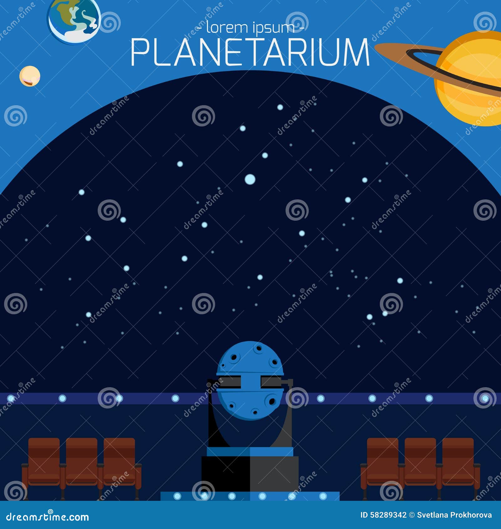 Planetarium stock vector. Illustration of sign, looking - 58289342