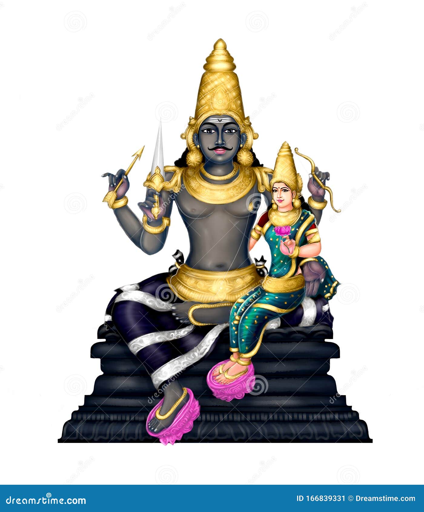 Lord Shani Saturn With His Consort Neelima Stock Illustration Illustration Of Deity Planet