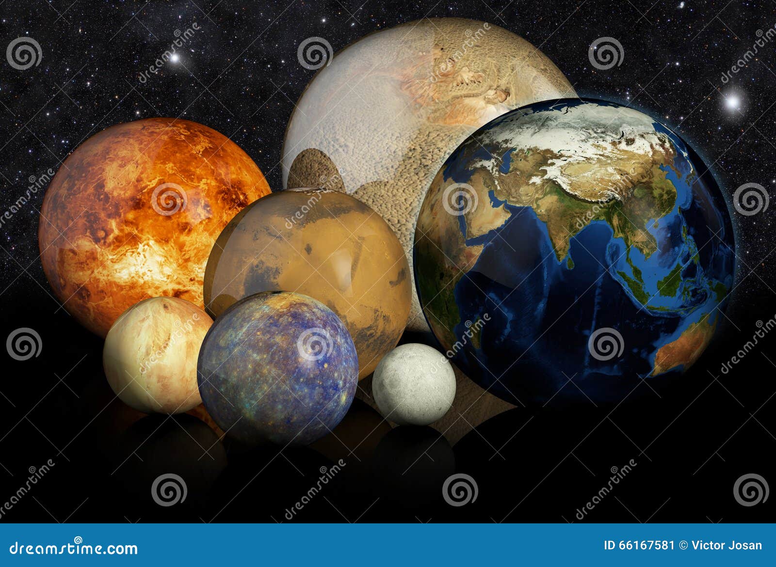 Planetas 3D En El Fondo Negro Stock de ilustración - Ilustración de luna,  conceptos: 66167581