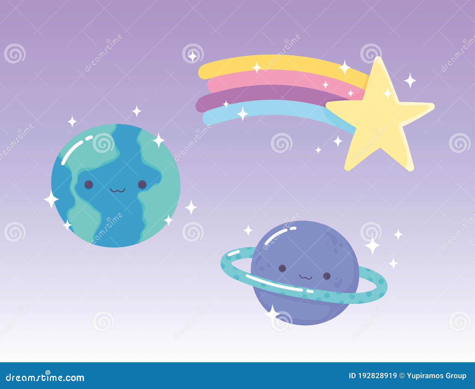 Planetas De Dibujos Animados Saturación De Tierra Y Estrella Fugaz Con Arco  Iris Ilustración del Vector - Ilustración de agua, saturno: 192828919