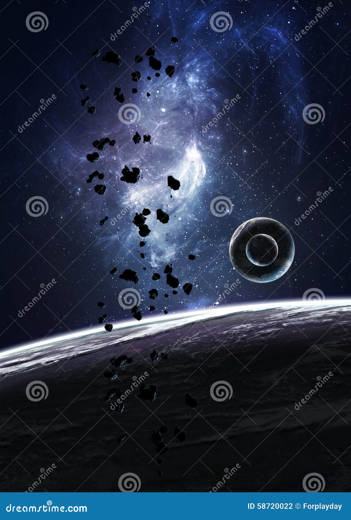 planets over the nebulae in space